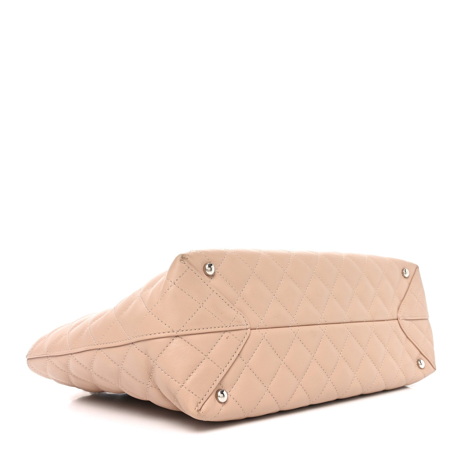 Calfskin Quilted Large Shopping Tote Light Pink