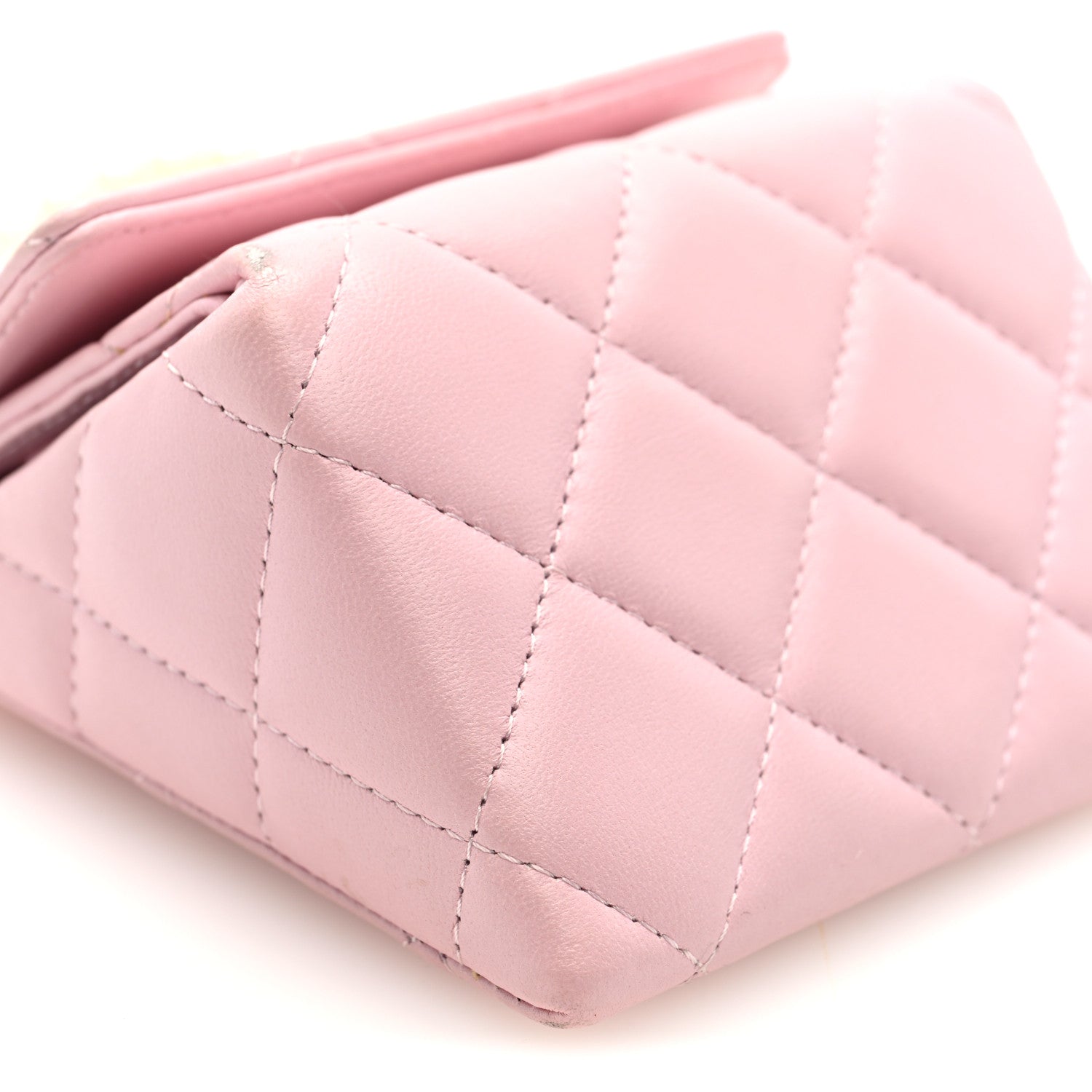 Lambskin Quilted Pearl Pyramid Clutch With Chain Pink