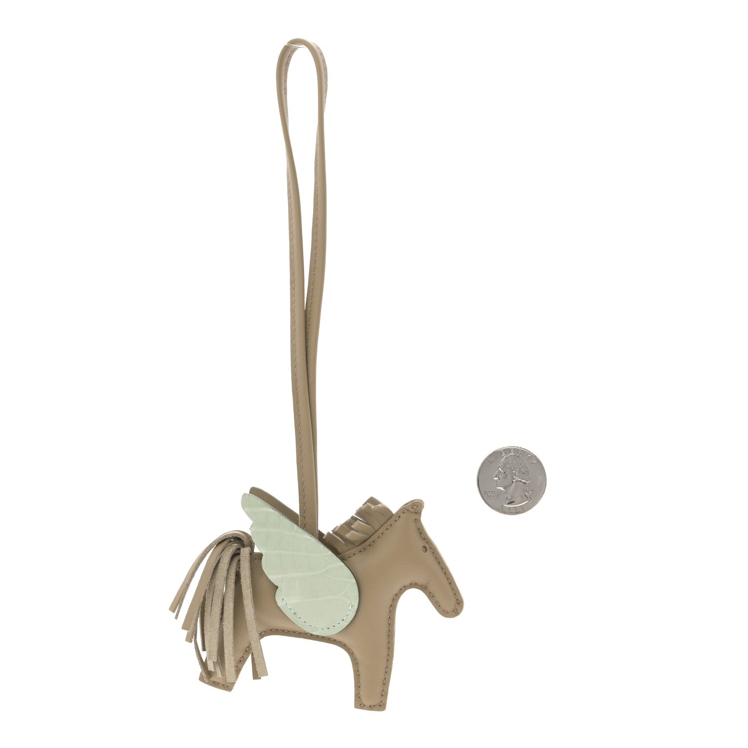 Milo Lambskin Matte Alligator Touch Grigri Rodeo Pegase Horse Bag Charm PM Beige Marfa Vert D'eau