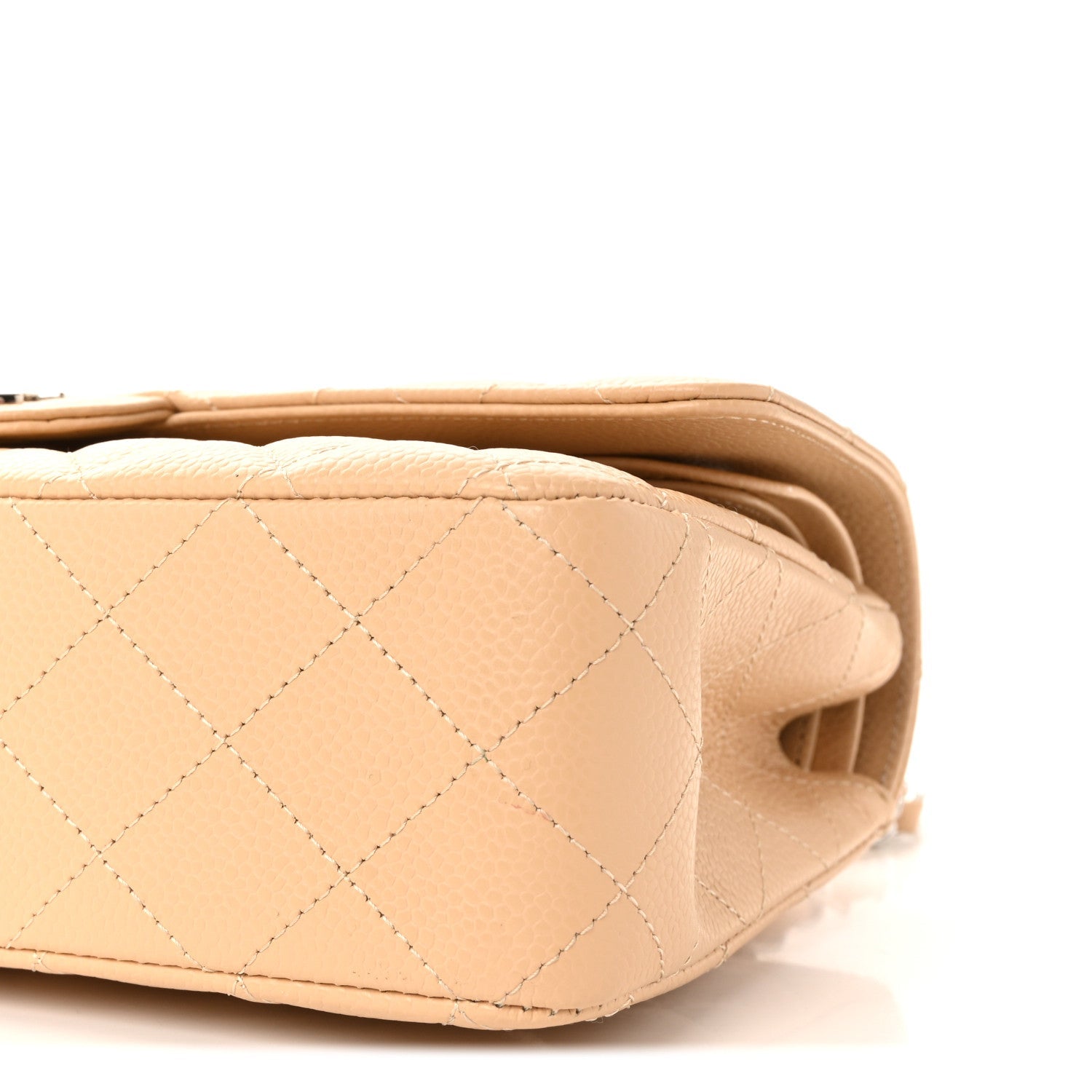 Caviar Quilted Medium Double Flap Beige Clair