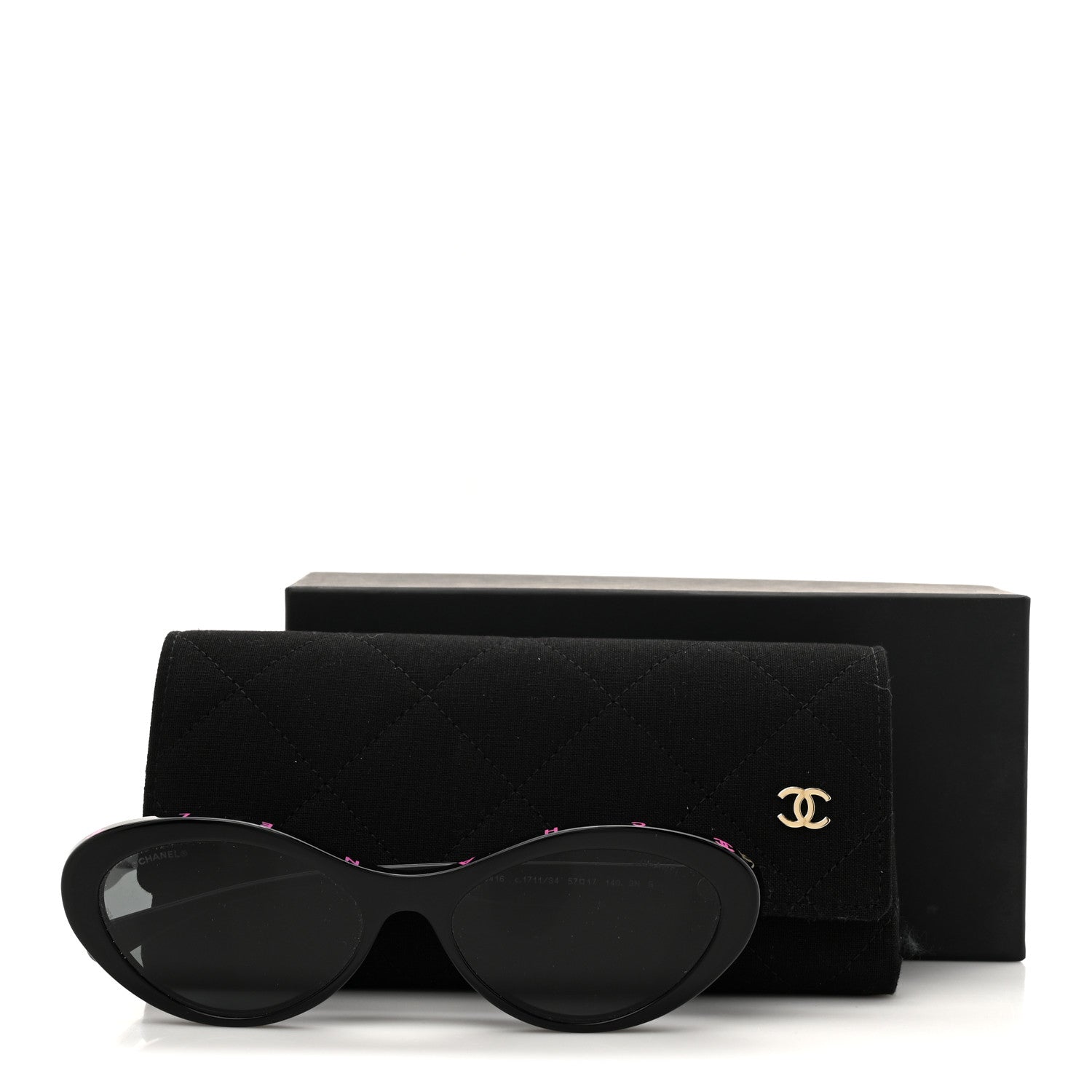 Acetate Oval Sunglasses 5416-A Black Pink