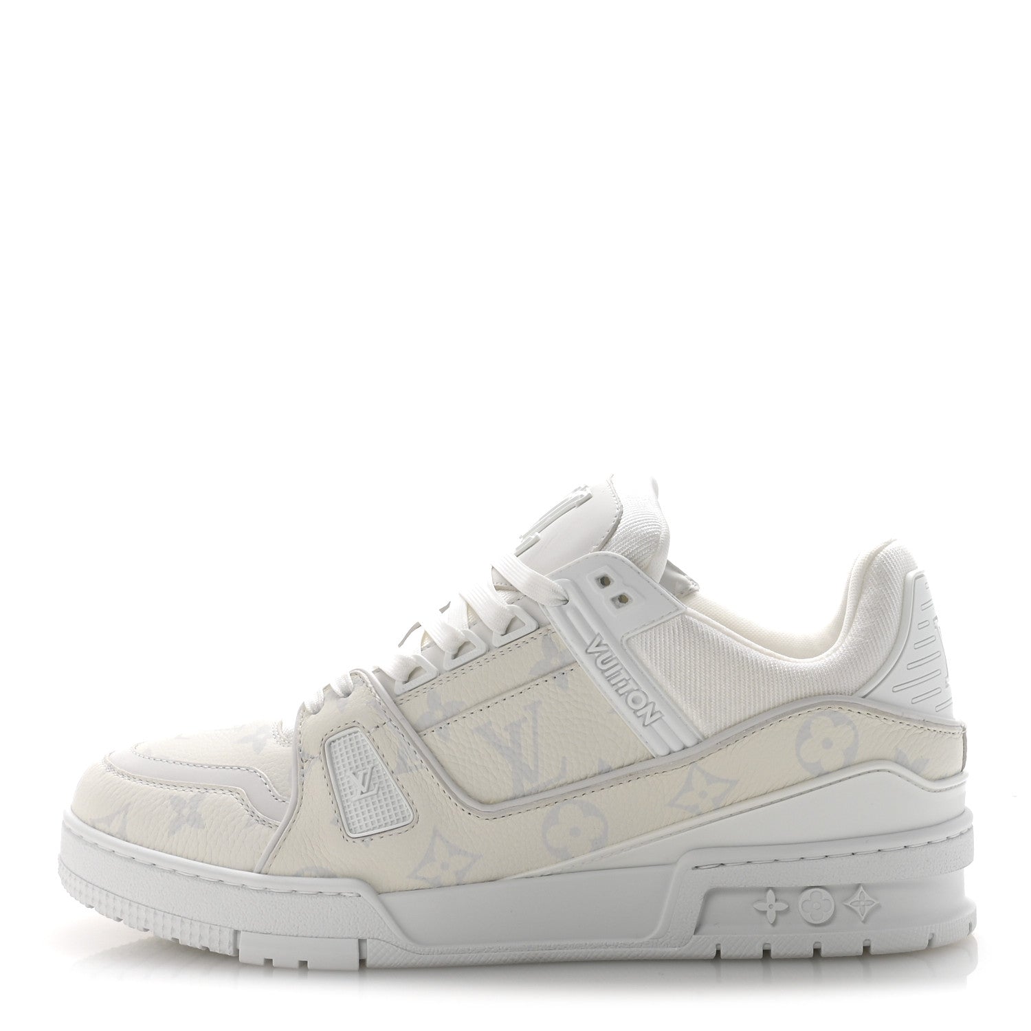 Calfskin Monogram Mens LV Trainer Sneakers 7 White