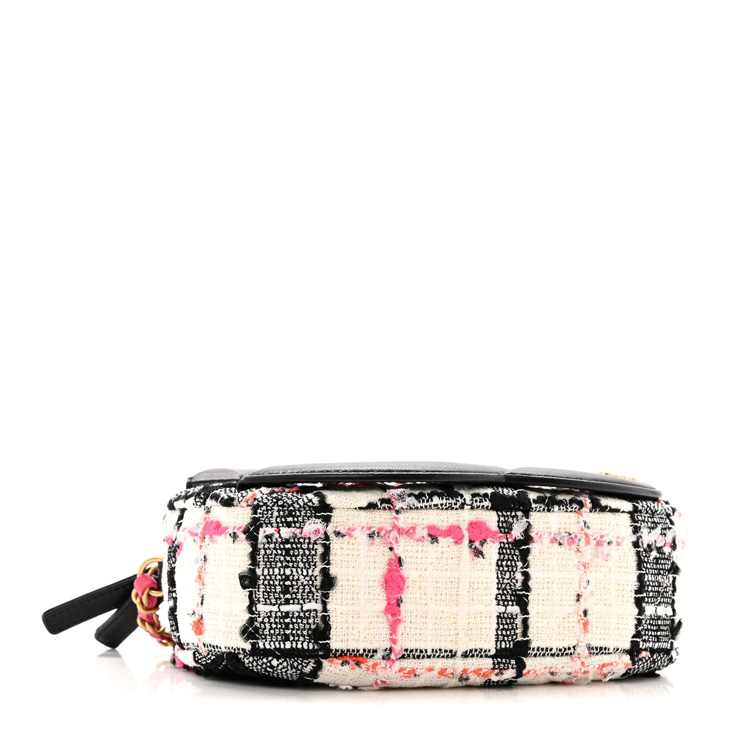 Tweed Lambskin Quilted Coco Midnight Camera Case White Black Multicolor