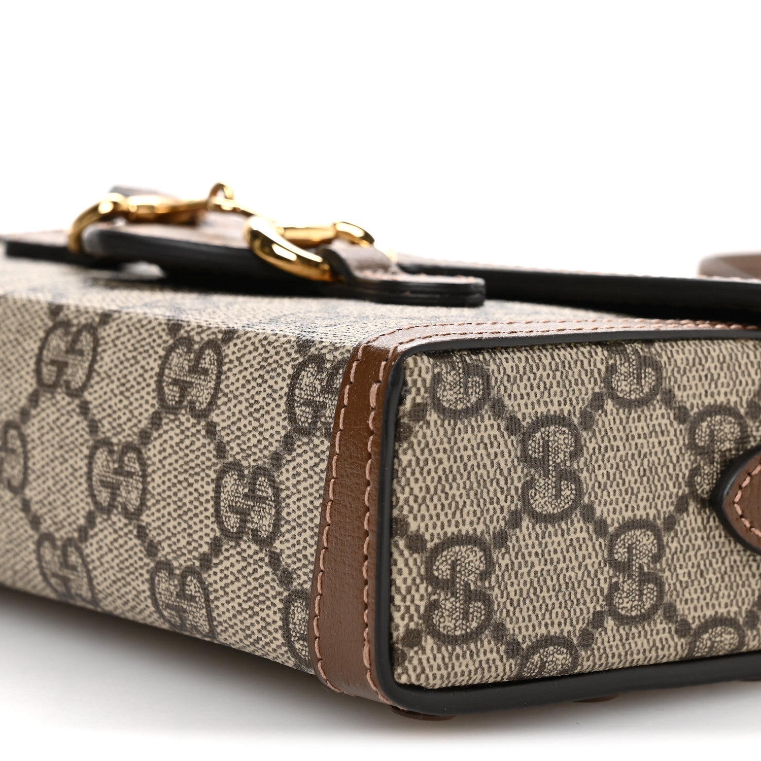 GG Supreme Monogram Mini Horsebit 1955 Shoulder Bag Beige Brown Sugar