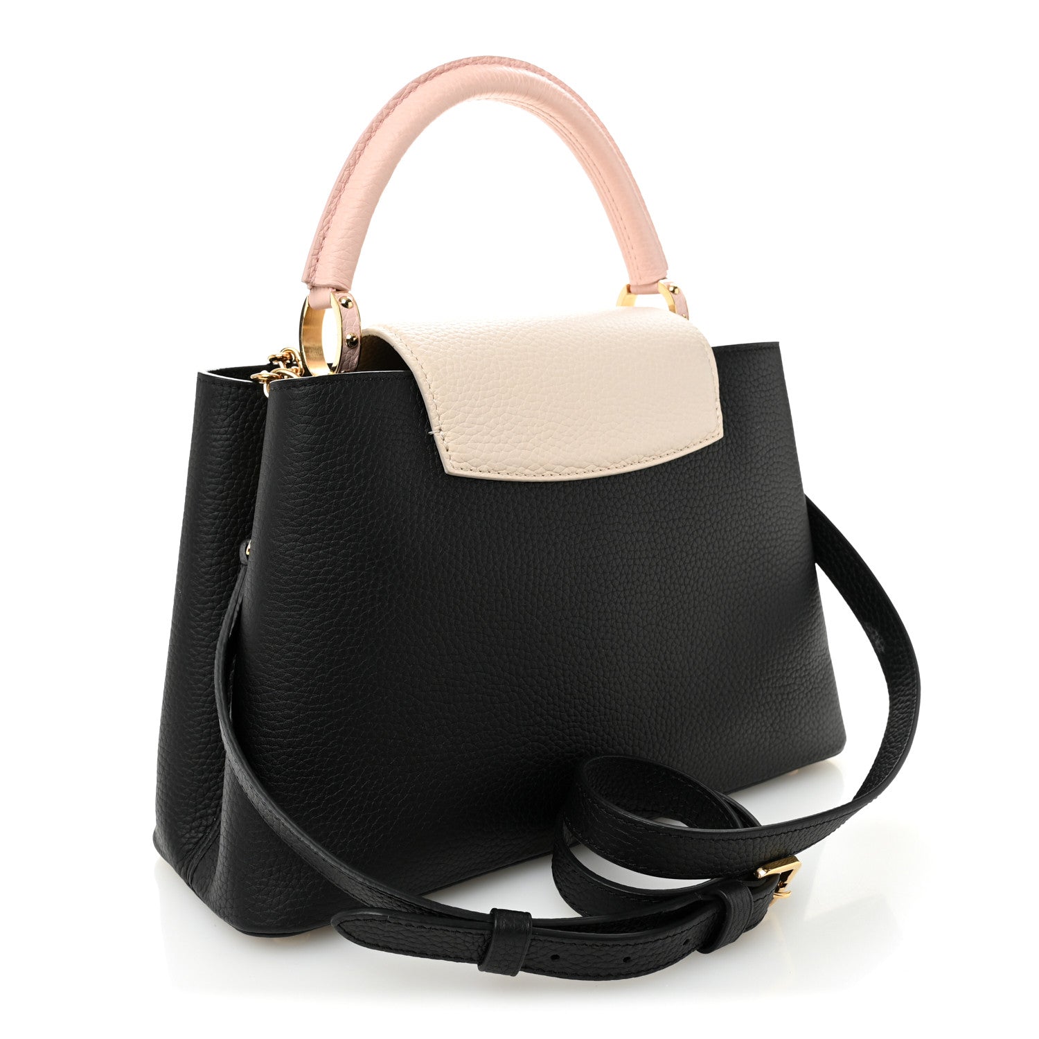 Taurillon Flower Chain Capucines MM  Black Cream Pink