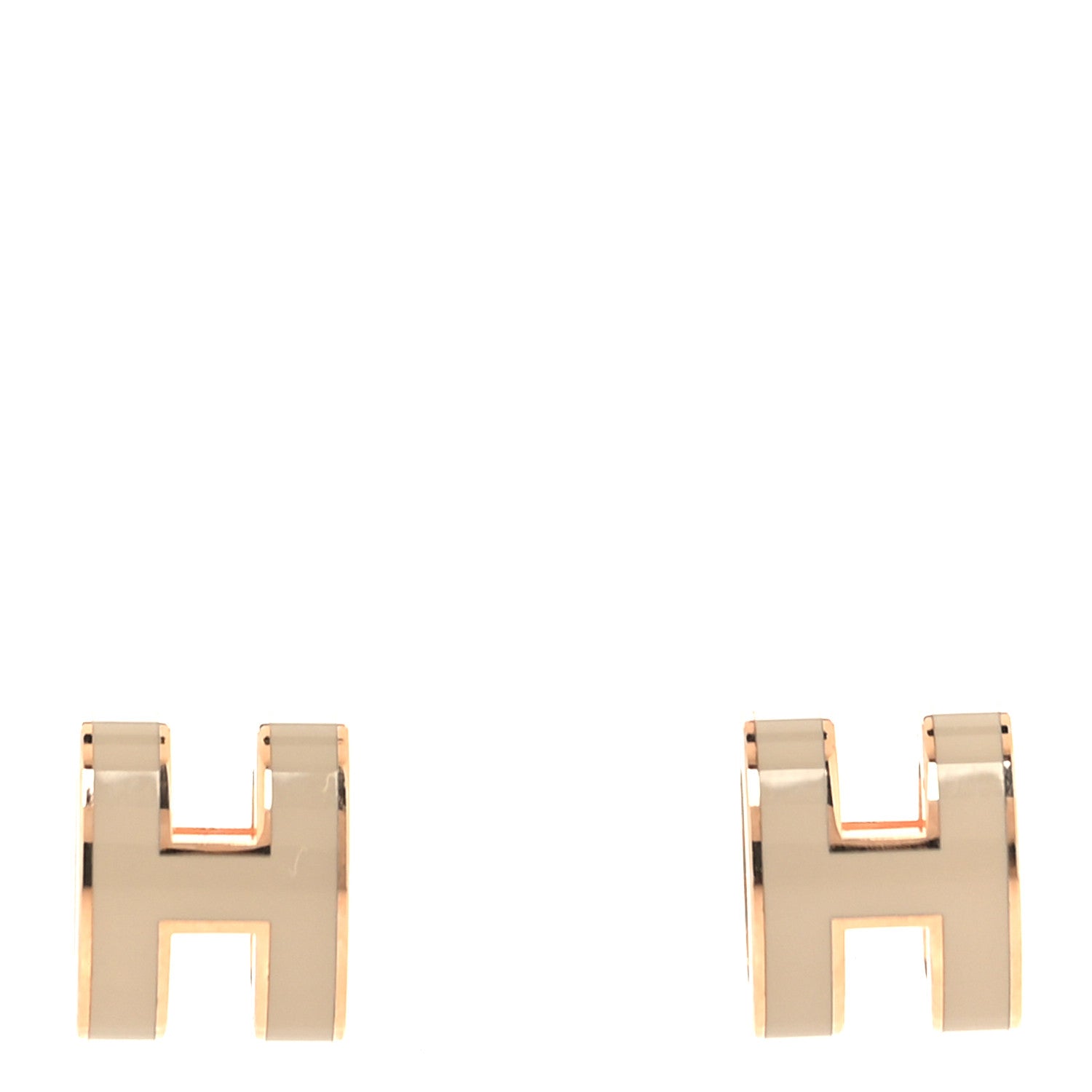 Rose Gold Lacquered Mini Pop H Earrings  Marron Glace