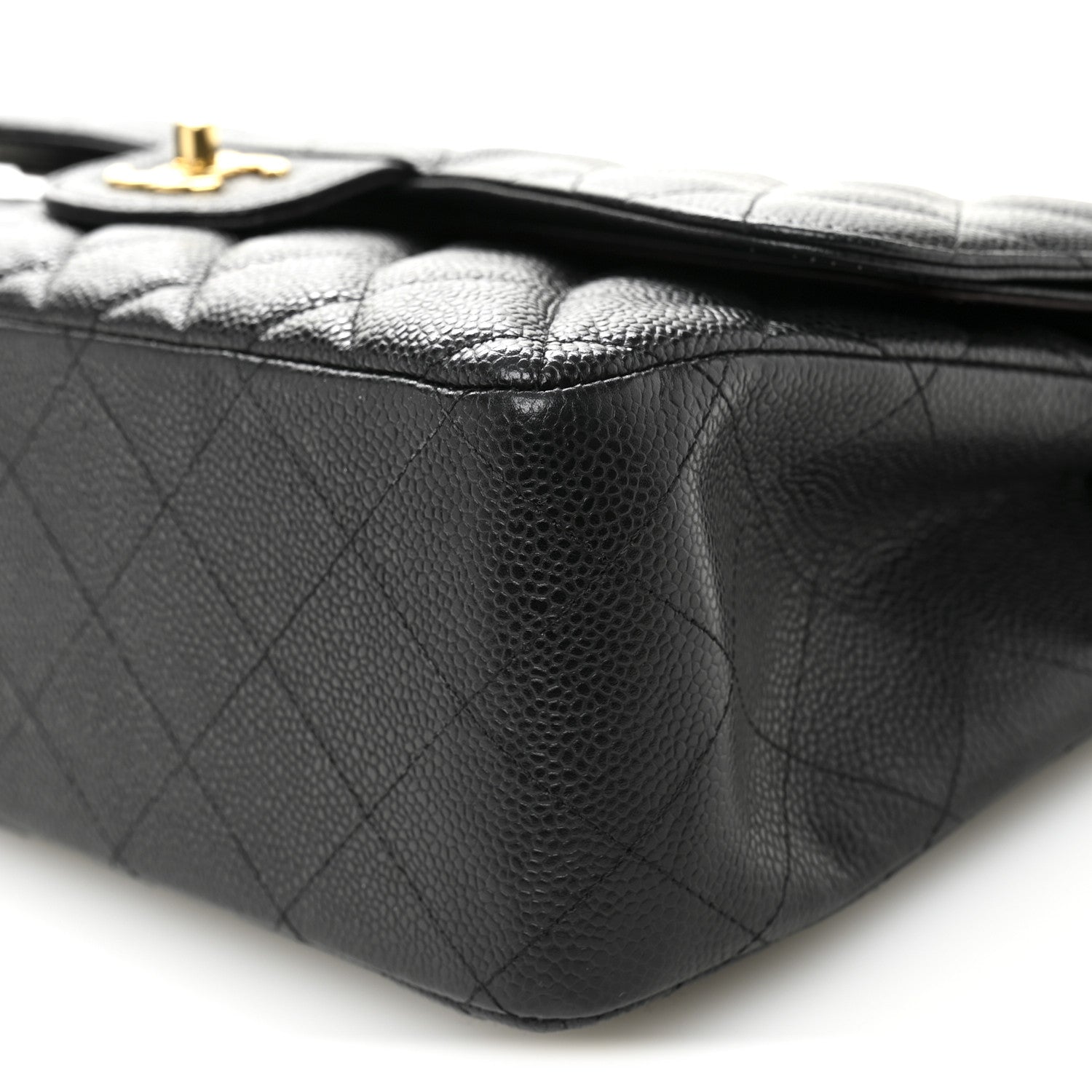 Caviar Quilted Jumbo Double Flap Black
