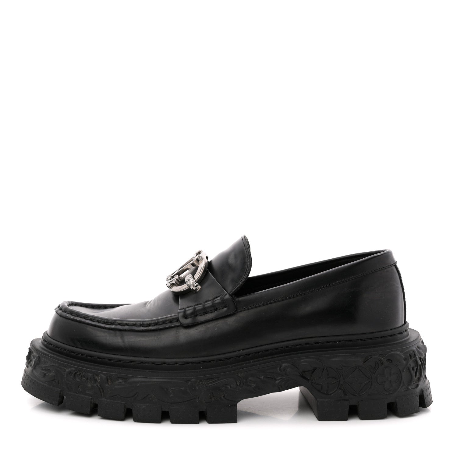 Calfskin Baroque Mens LV Loafers 8 Black
