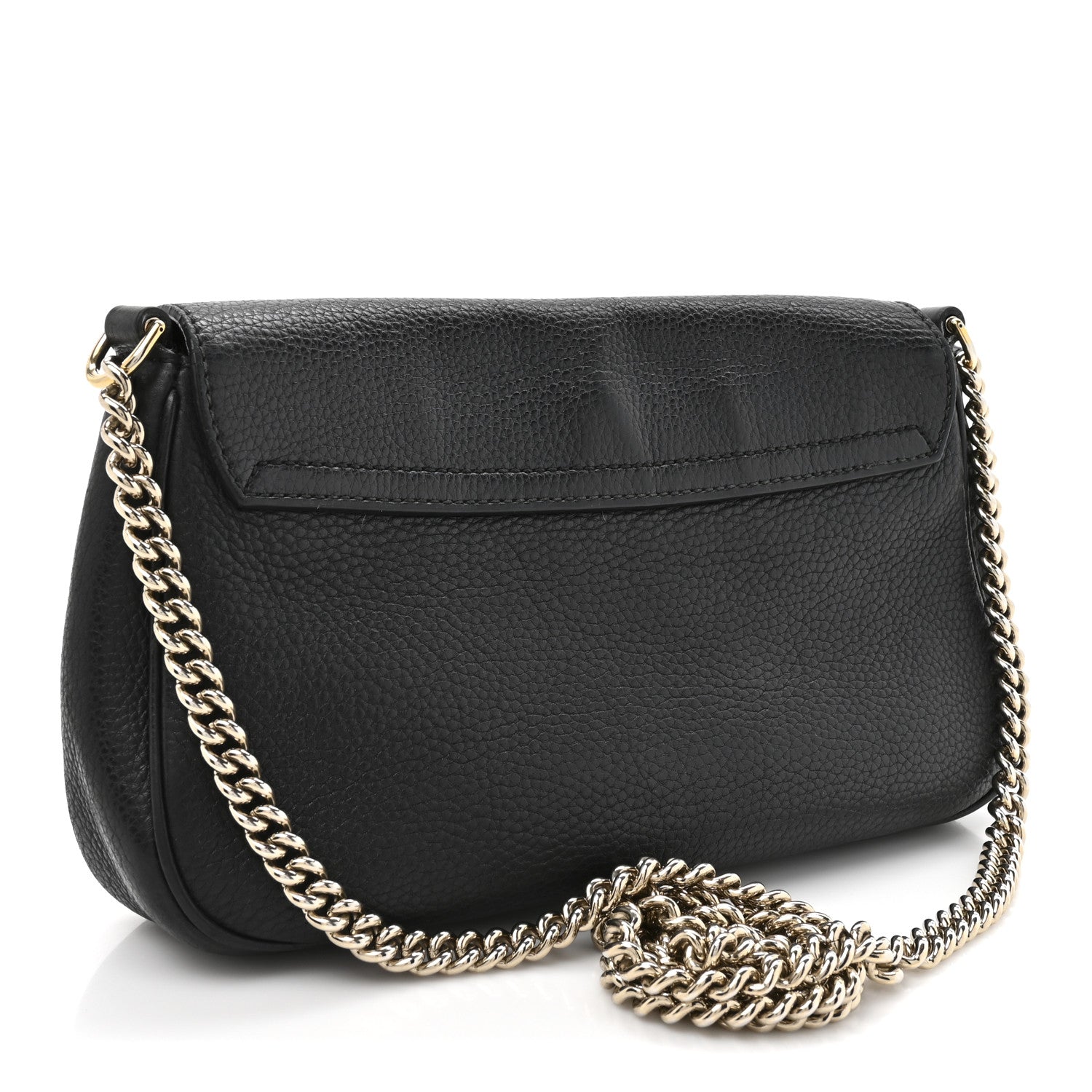 Pebbled Calfskin Medium Soho Flap Crossbody Black