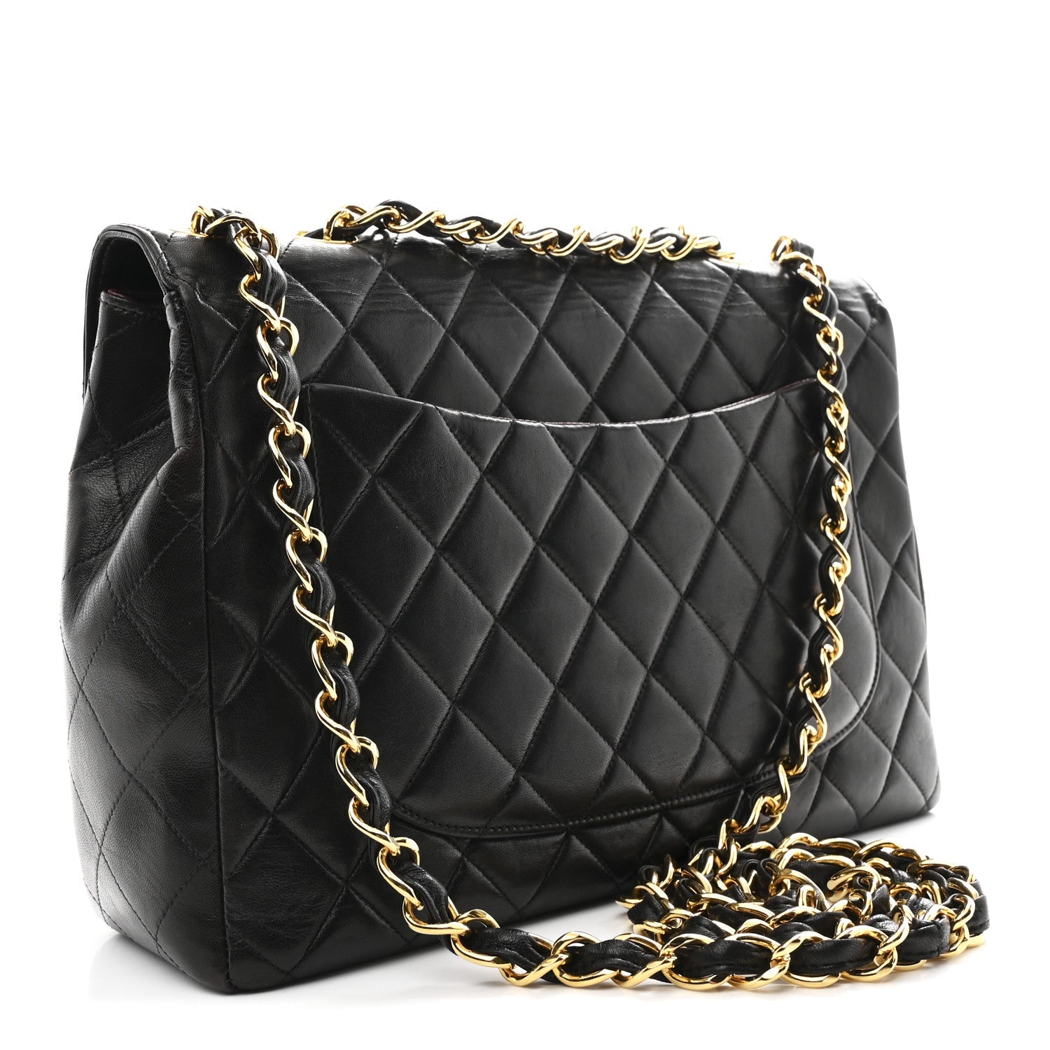 Lambskin Quilted XL Jumbo Single Flap Black