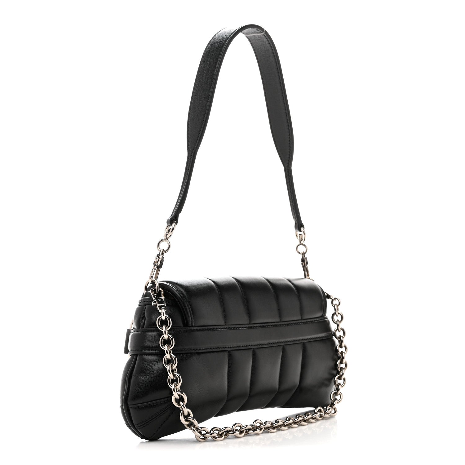 Nappa Vertical Matelasse Small Maxi Horsebit Chain Shoulder Bag Black