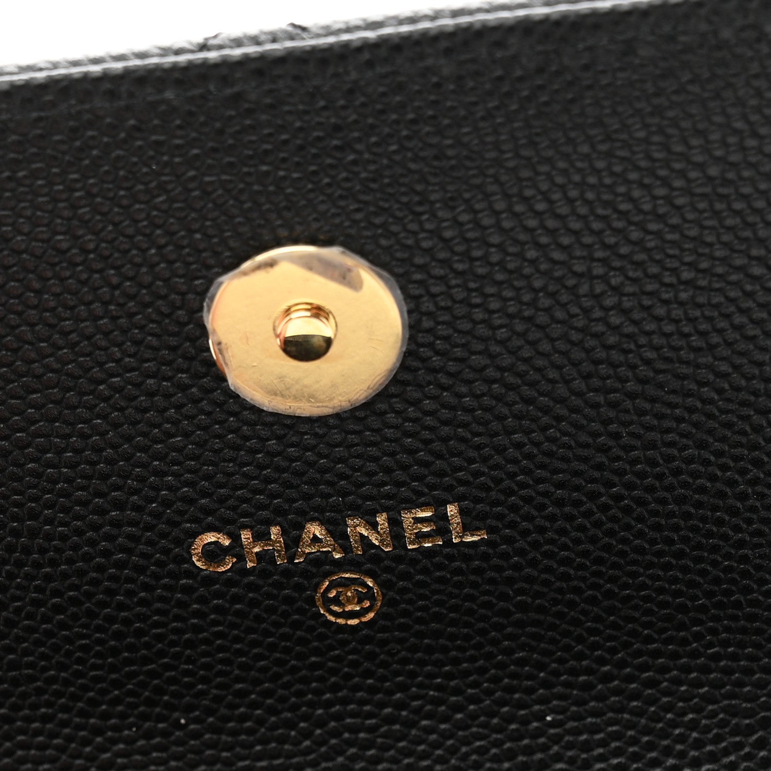 Caviar Quilted Enamel Coco Casino Flap Phone Holder With Chain Black