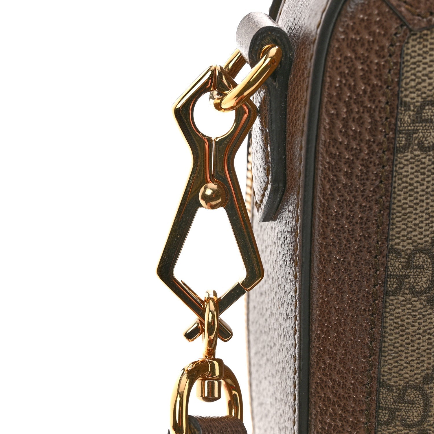 GG Supreme Monogram Web Small Ophidia Top Handle Shoulder Bag Brown