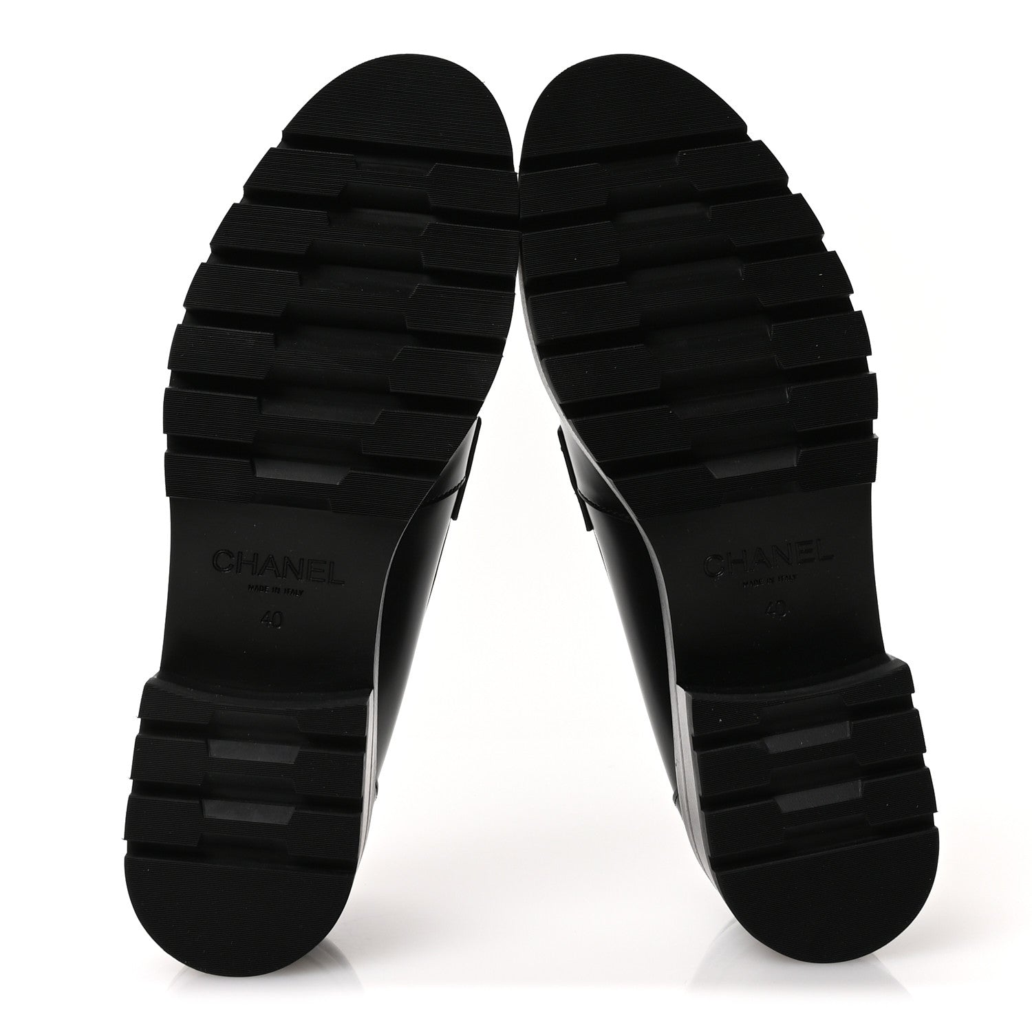 Calfskin Metal CC Loafers 40 Black