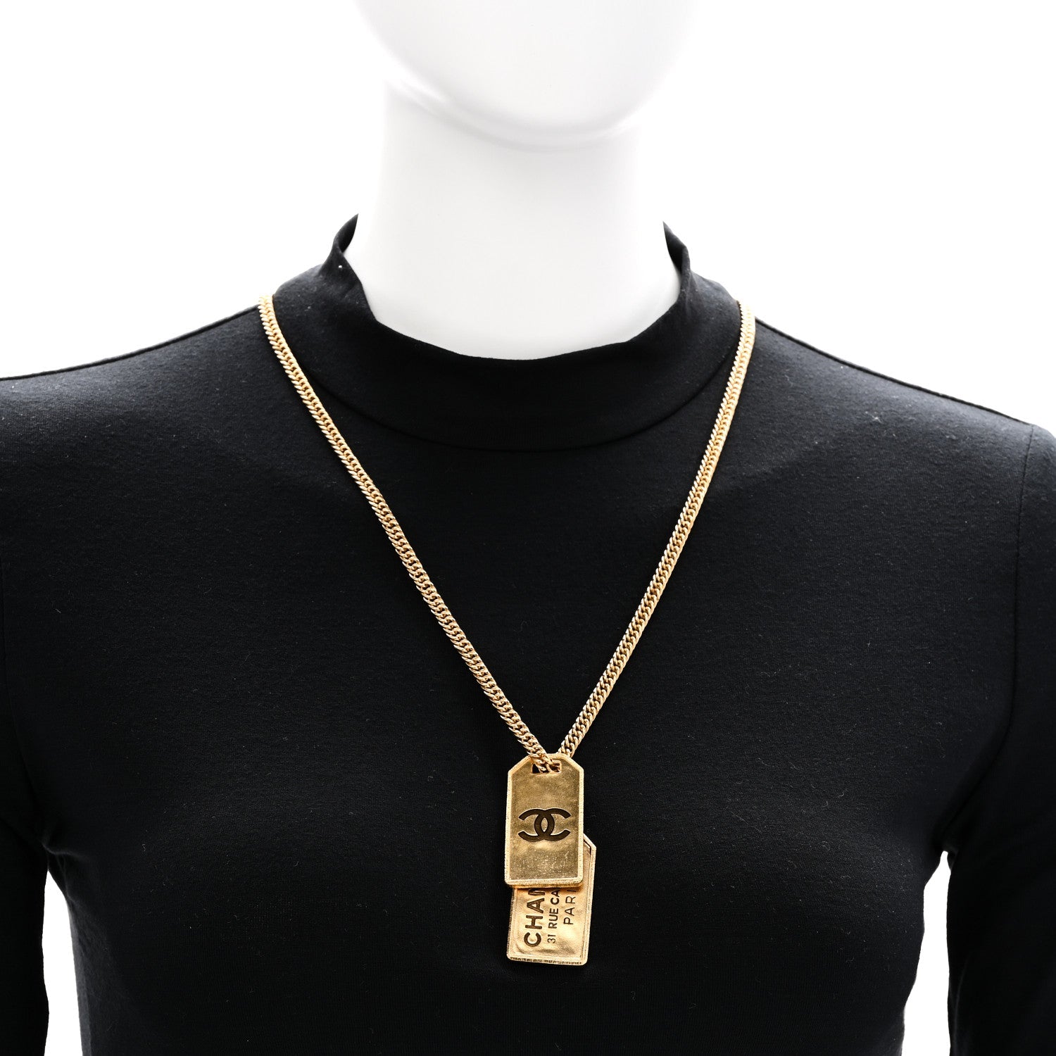 ID Dog Tag Charm Necklace Gold