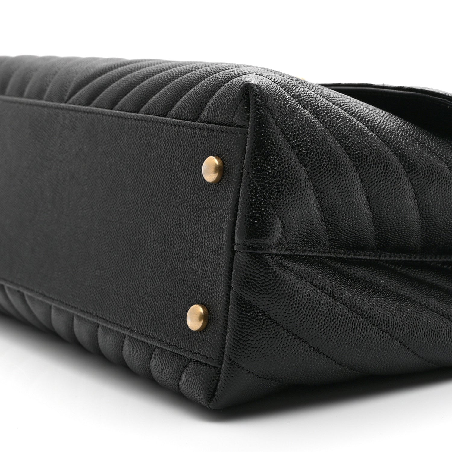 Caviar Chevron Quilted Medium Coco Handle Flap Black
