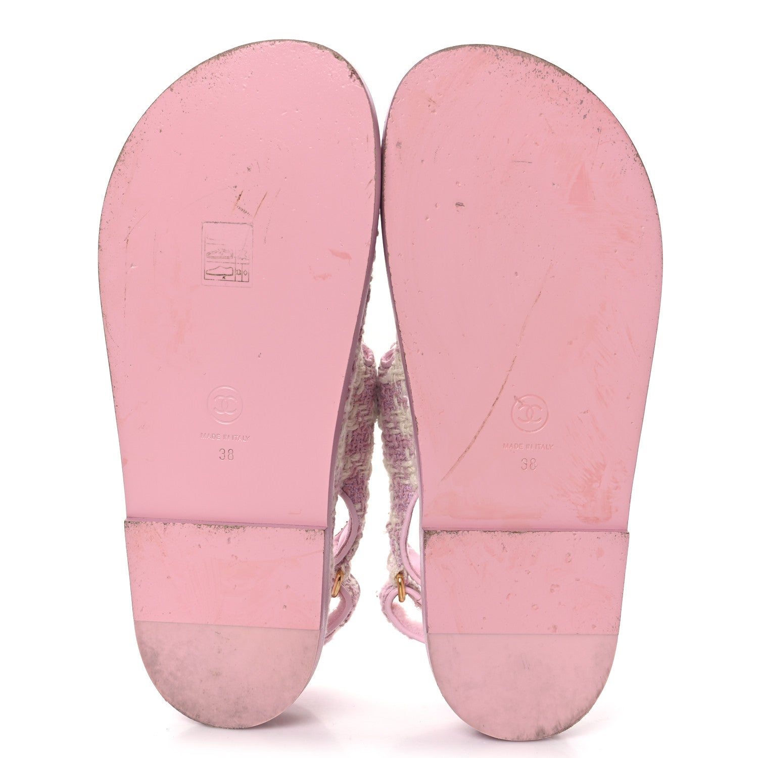 Cotton Tweed Velcro Dad Sandals 38 Pink Ecru