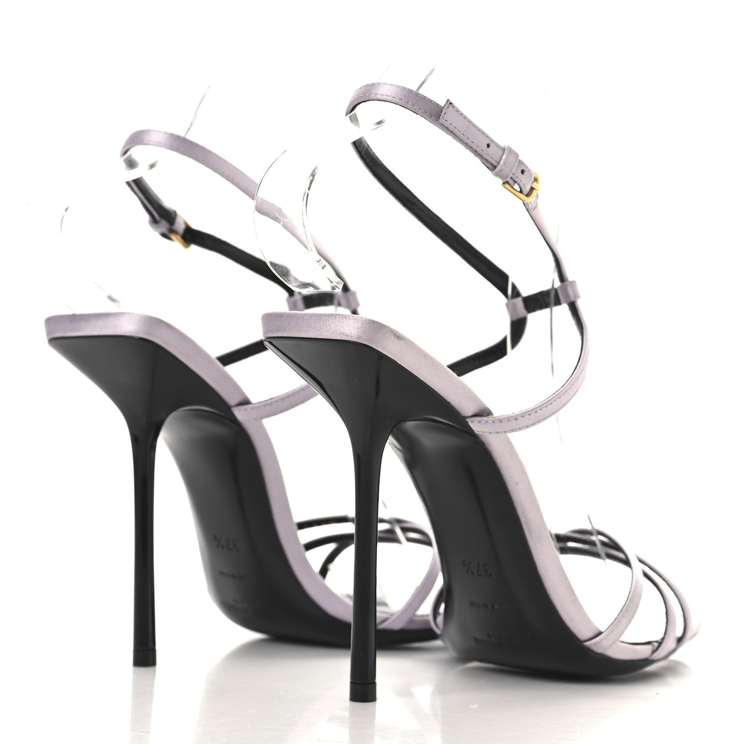 Crepe Satin Baliqua 105 Ankle Strap Sandals 37.5 Poly Grey