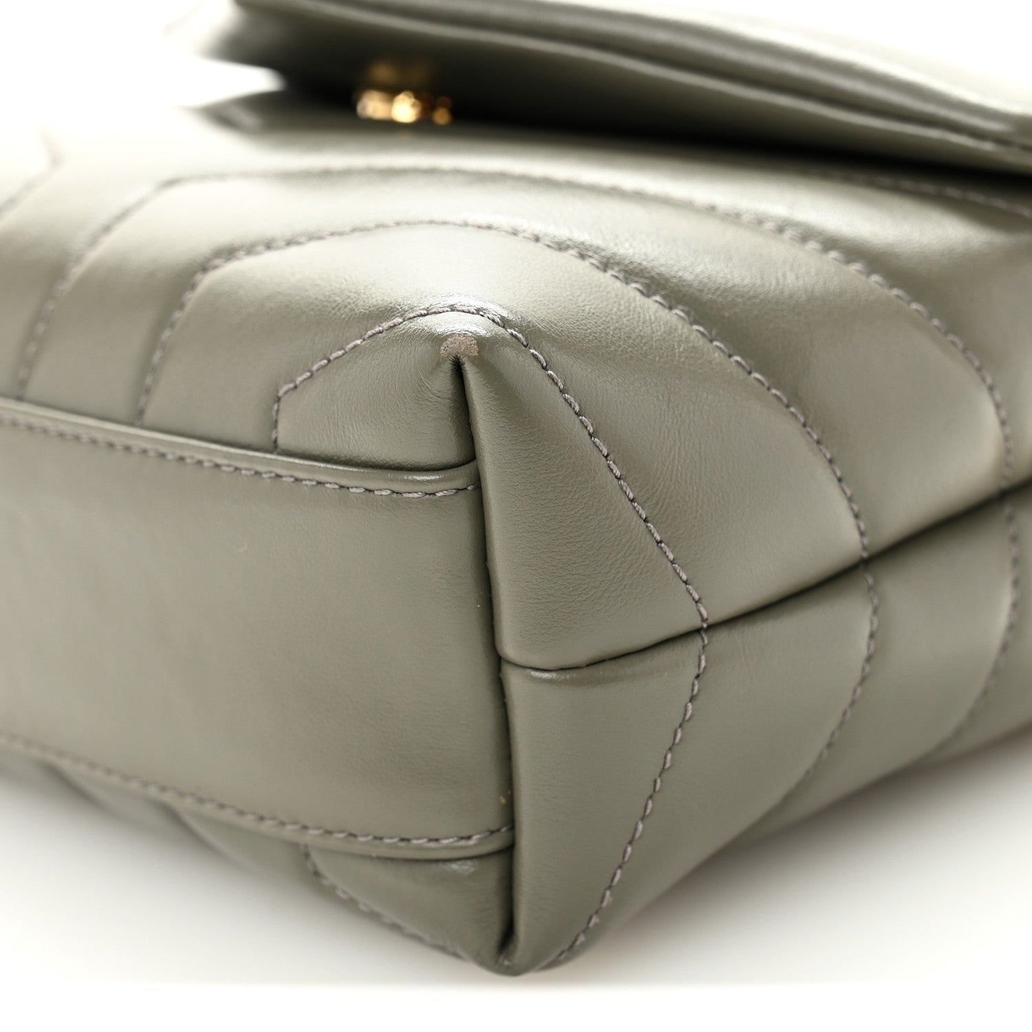 Calfskin Y Quilted Monogram Toy Loulou Crossbody Bag Grey Kaki