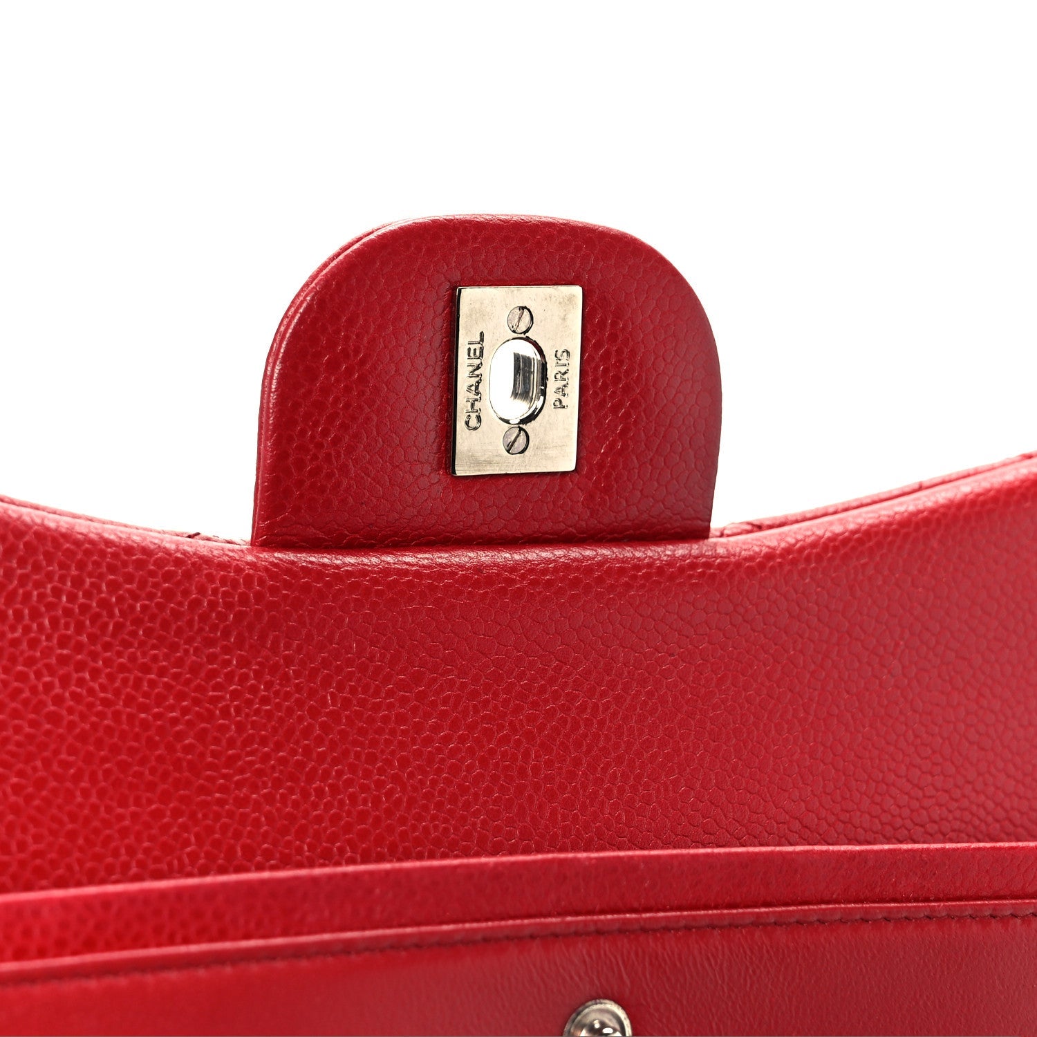 Caviar Quilted Jumbo Double Flap Red