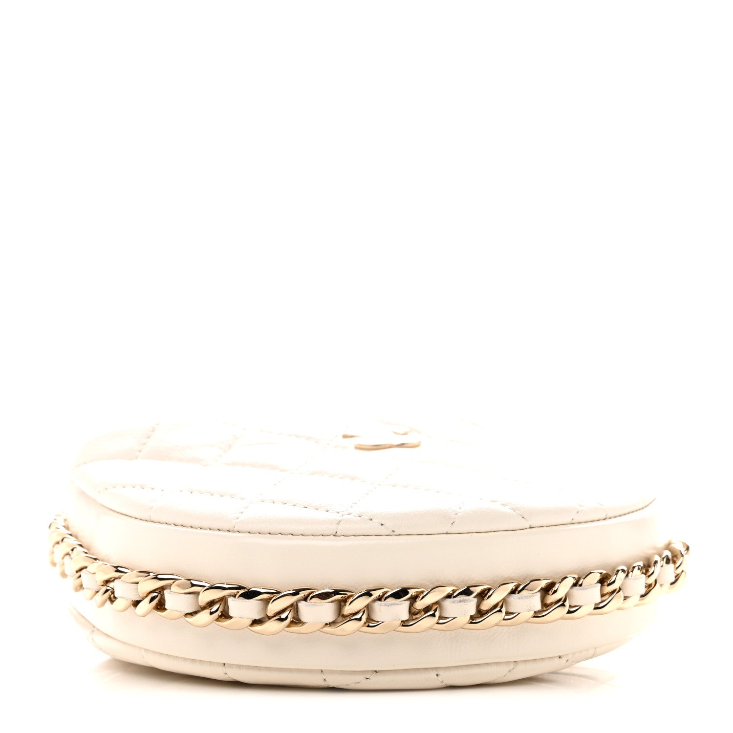Lambskin Quilted Chain Around Pouch Hobo White
