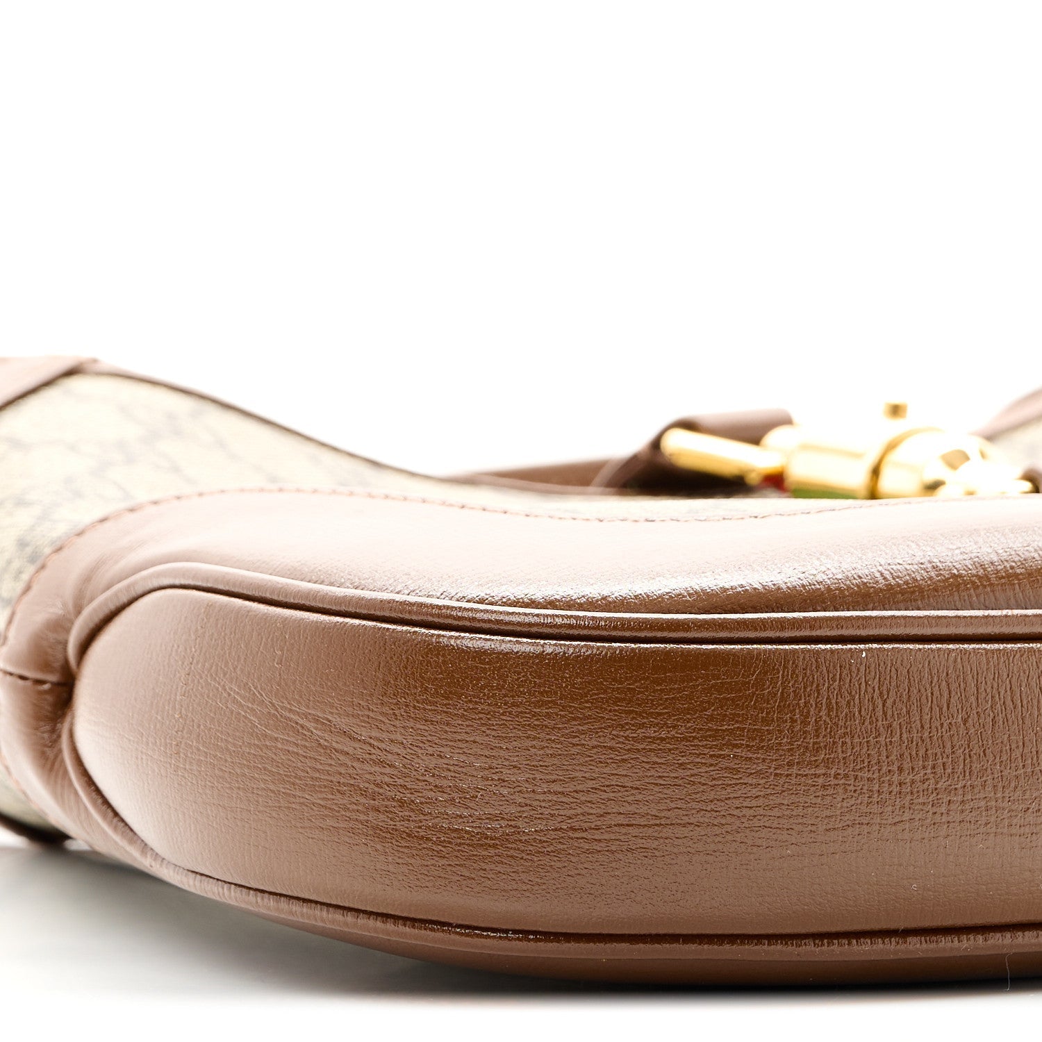 GG Supreme Monogram Azalea Calfskin Web Small Jackie 1961 Hobo Beige Ebony Brown Sugar