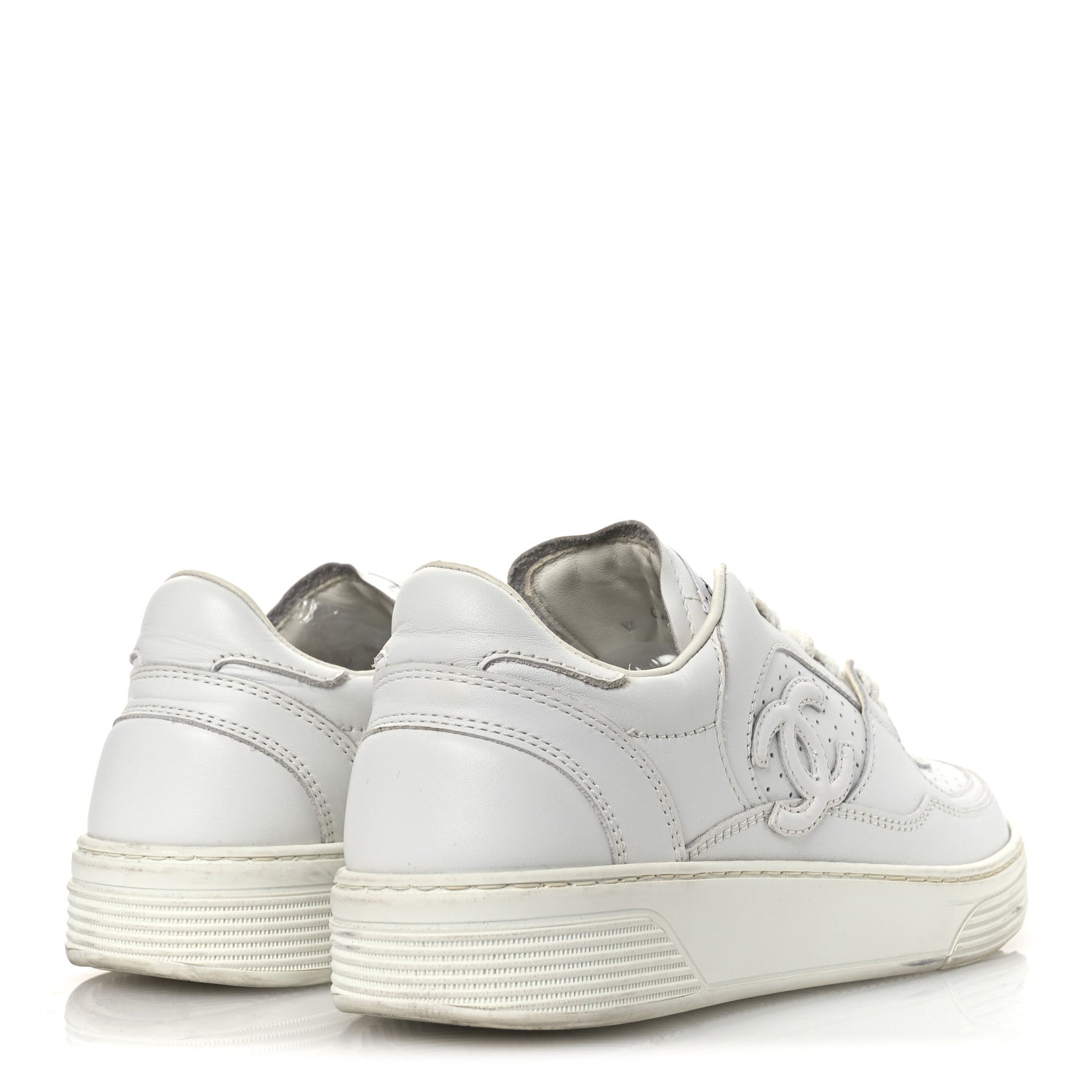 Calfskin Womens CC Sneakers 36.5 White
