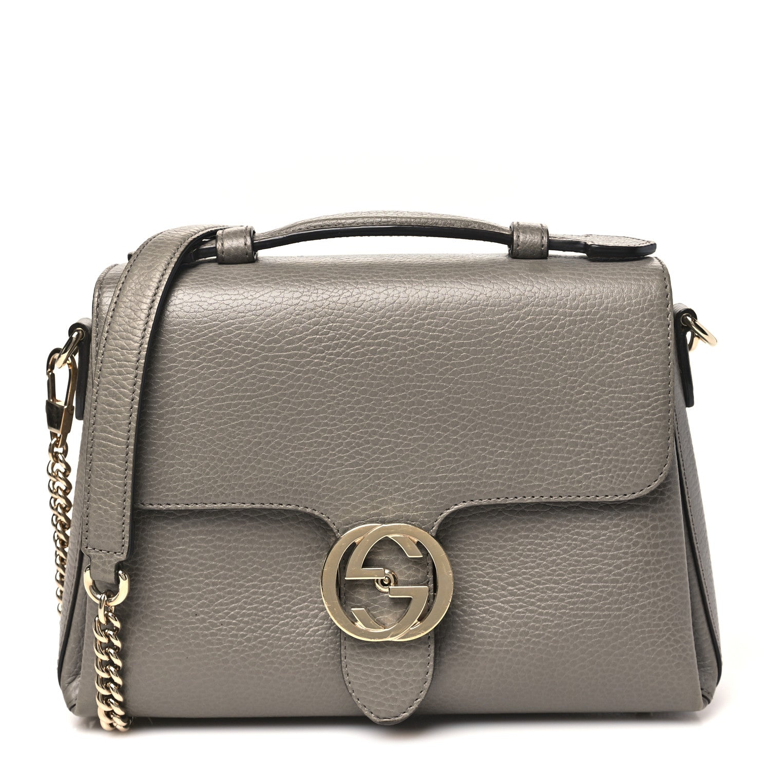 Dollar Calfskin Interlocking G Top Handle Shoulder Bag Loess