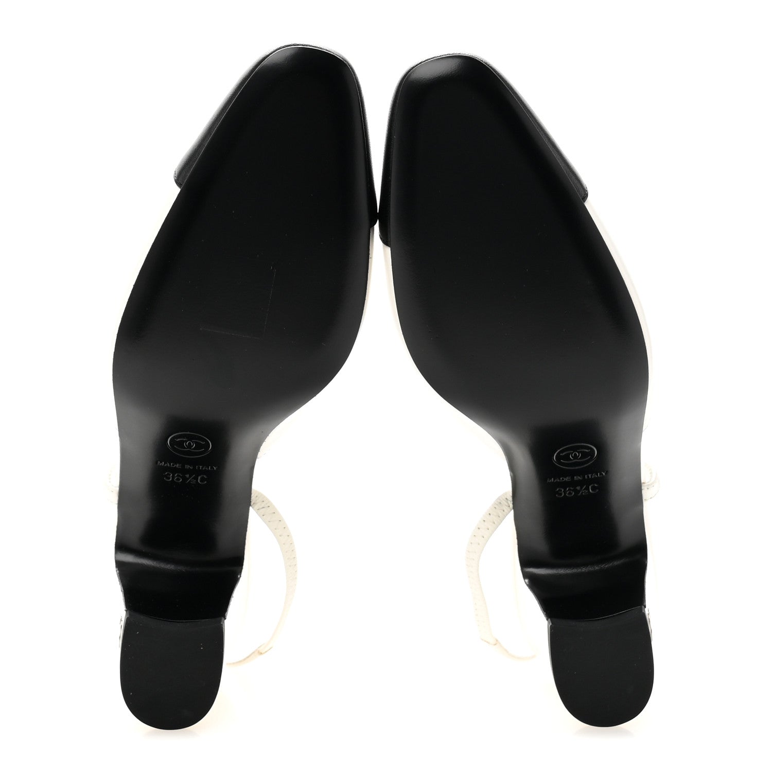 Lambskin Cap Toe CC Slingback Pumps 36.5 White Black