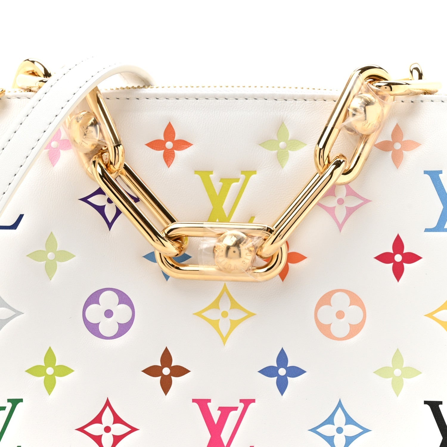 LV x TM Lambskin Embossed Monogram Coussin PM White Multicolor