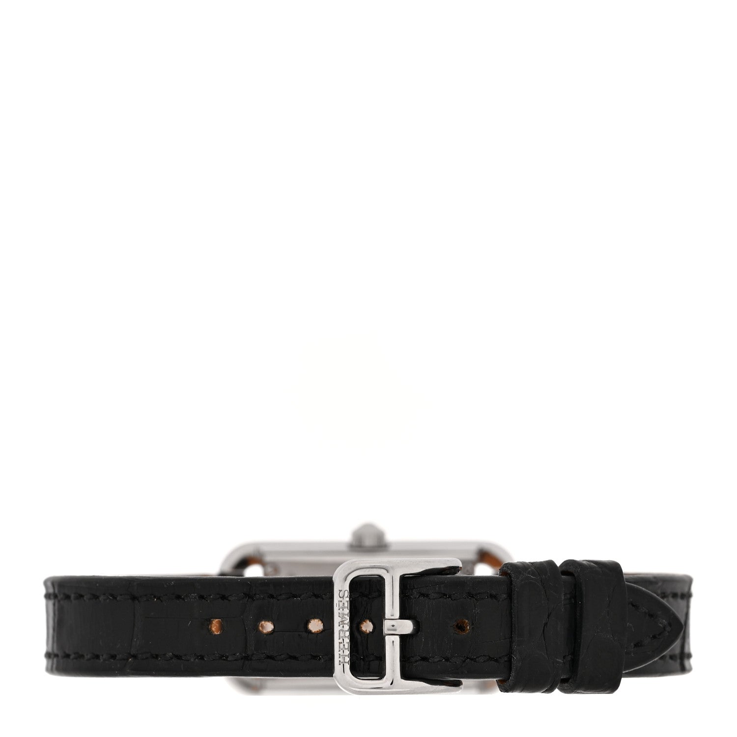Stainless Steel Alligator Diamond 17mm Nantucket Serti Joaillier Quartz Watch Noir