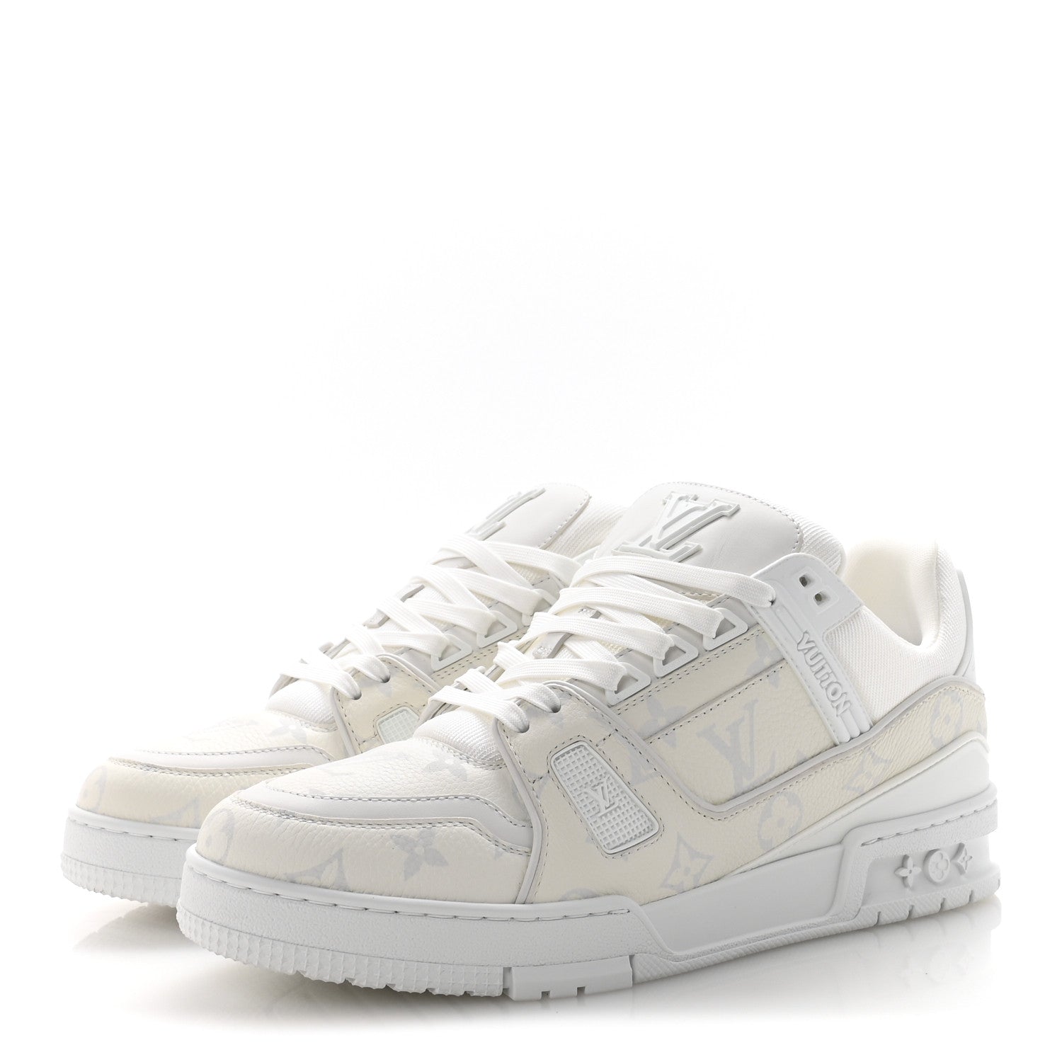 Calfskin Monogram Mens LV Trainer Sneakers 7 White