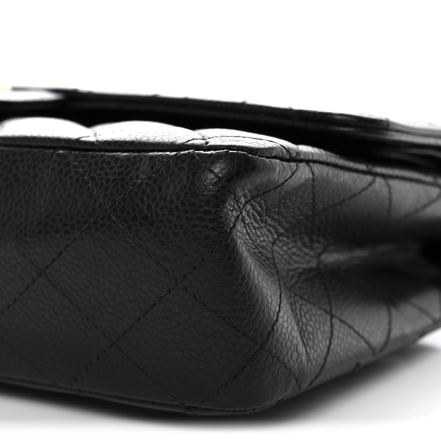Caviar Quilted Medium Double Flap Black