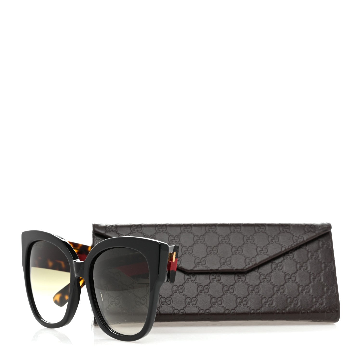 Acetate Square Frame Web Sunglasses GG0059S Black Tortoise