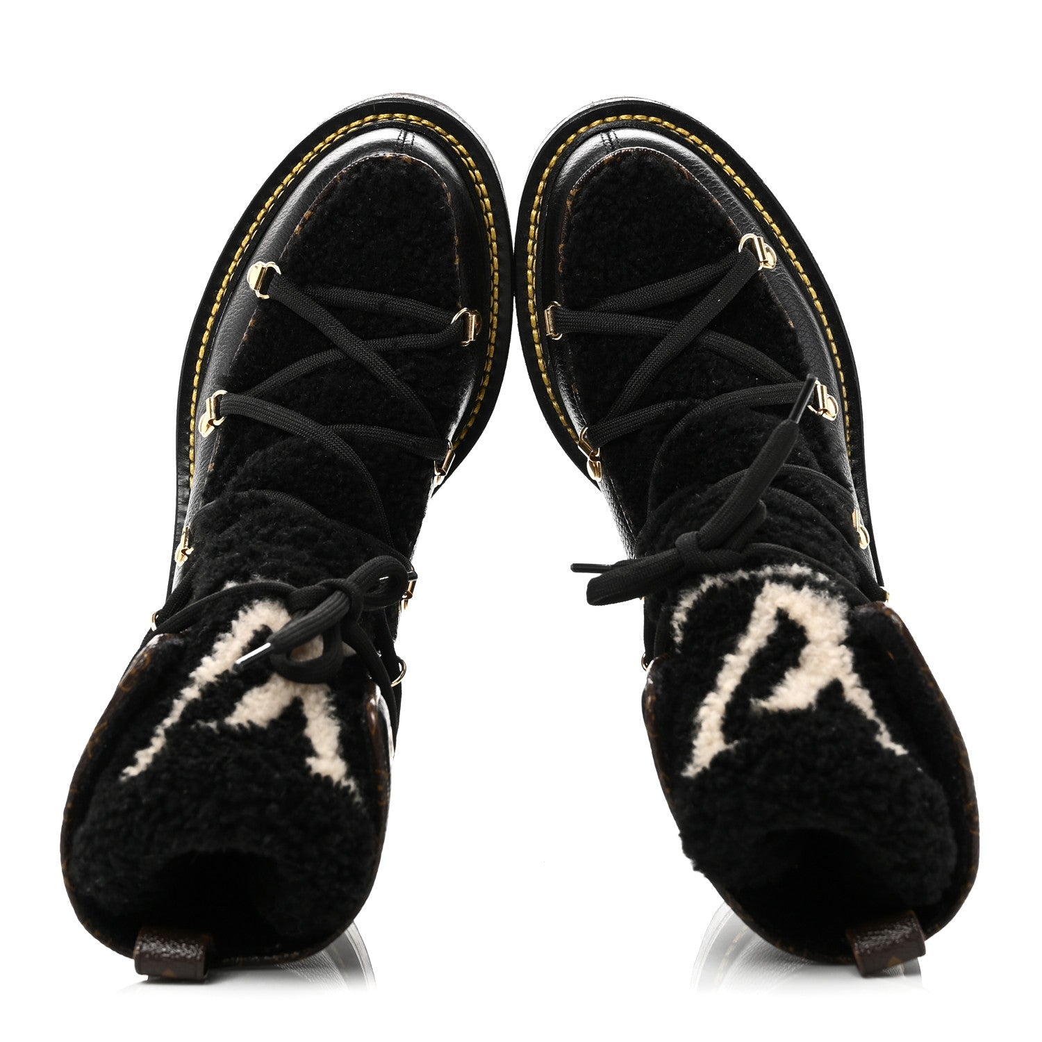 Grained Calfskin Shearling LV Beaubourg Ankle Boots 37.5 Black