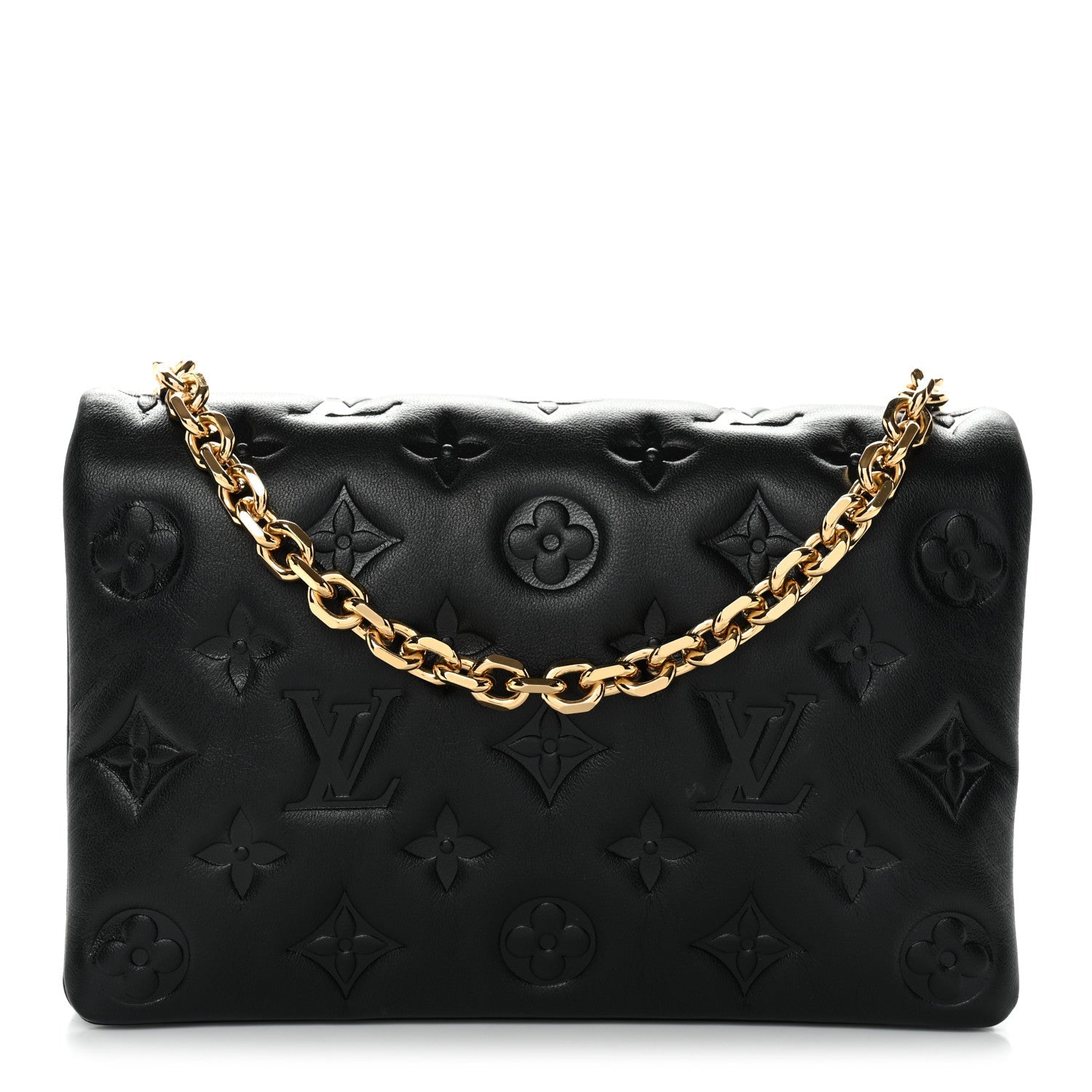 Lambskin Embossed Monogram Pochette Coussin Black
