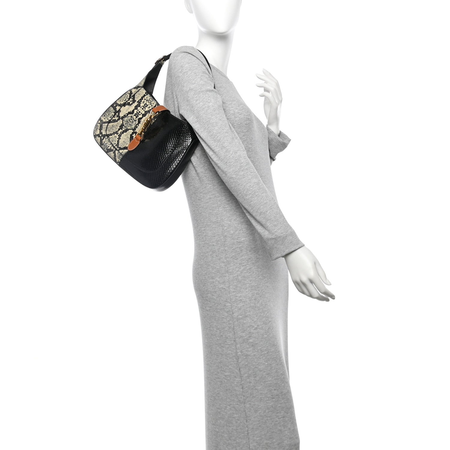Snakeskin Small Jackie 1961 Hobo Black Beige
