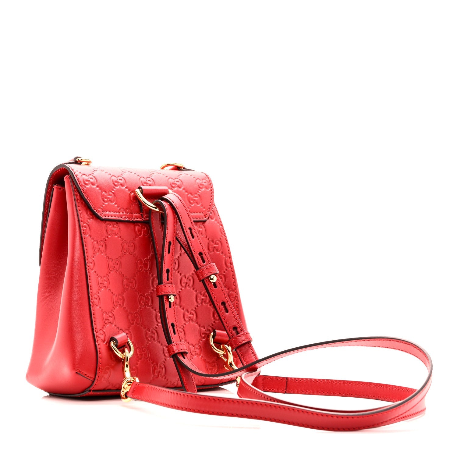 Guccissima Signature Padlock Backpack Hibiscus Red