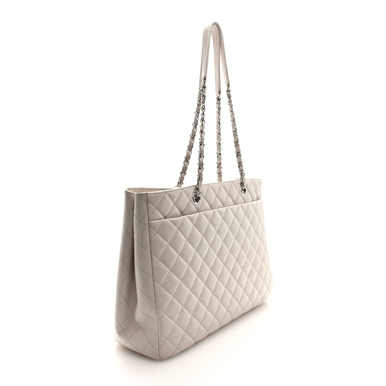 Caviar Quilted Large CC Shopping Tote Ivory