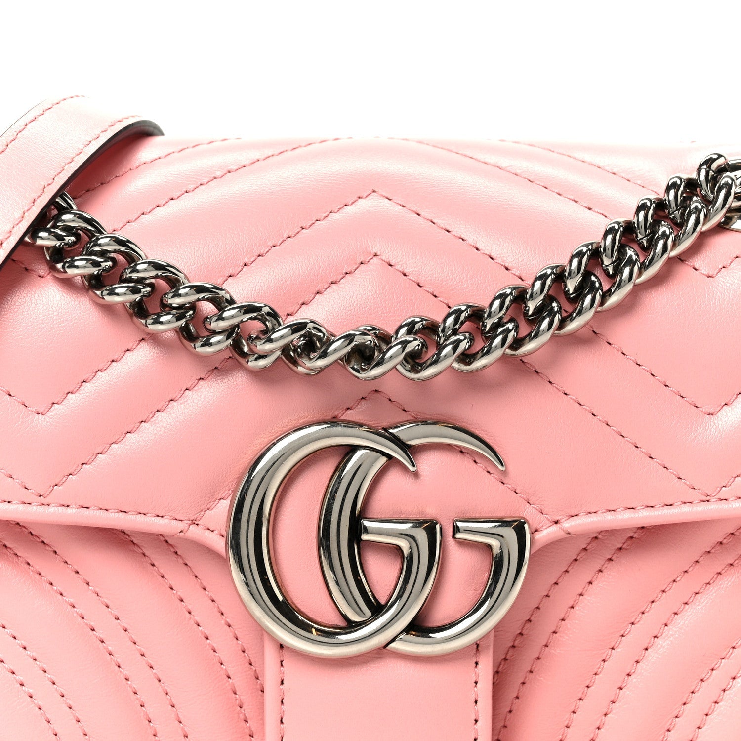 Calfskin Matelasse Mini GG Marmont Shoulder Bag Wild Rose