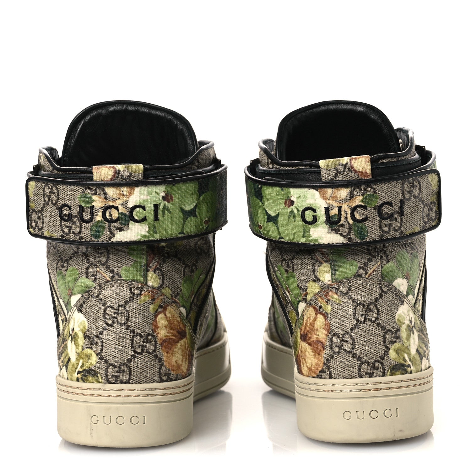 GG Monogram Blooms Web High Top Sneakers 8 Beige Green