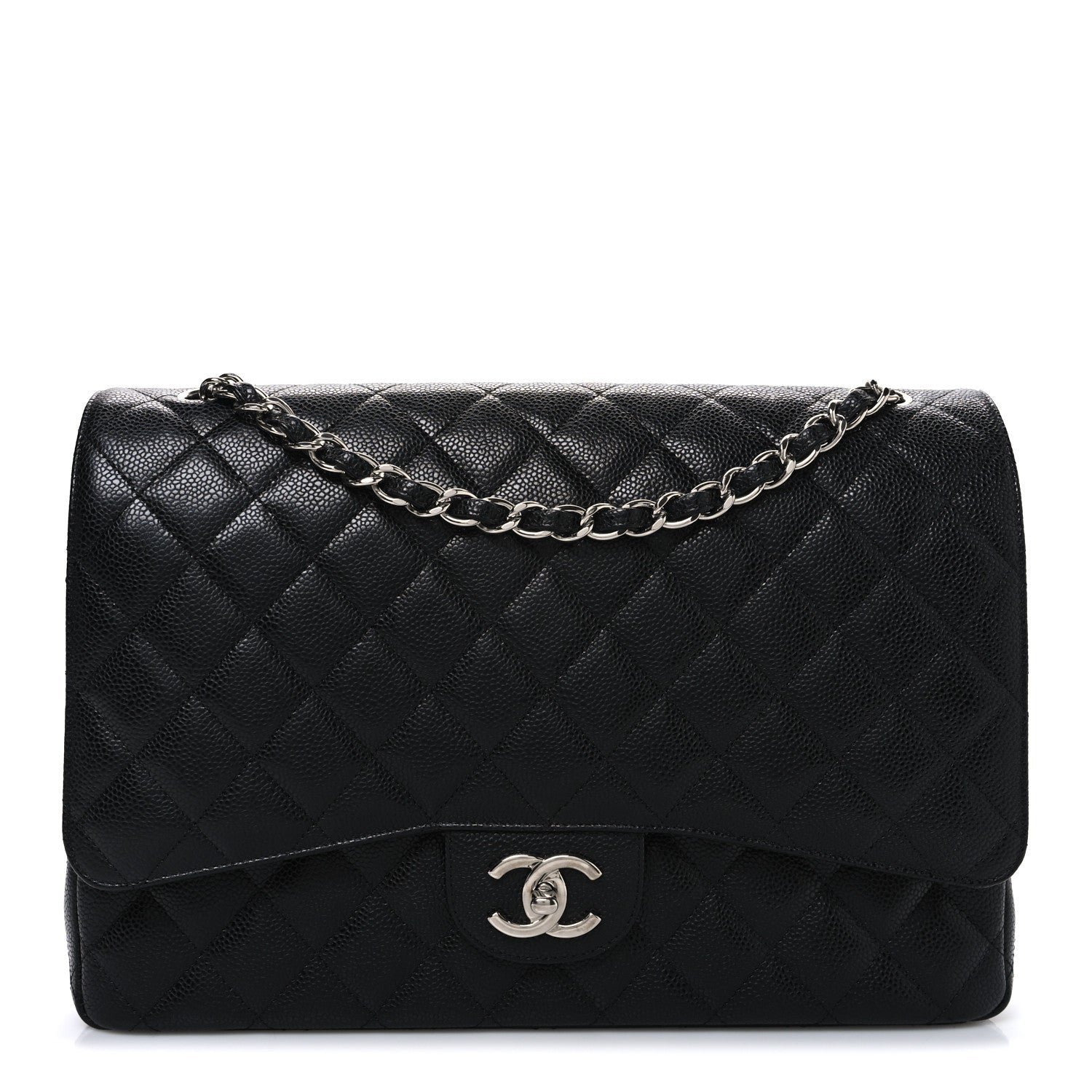 Caviar Quilted Maxi Double Flap Black