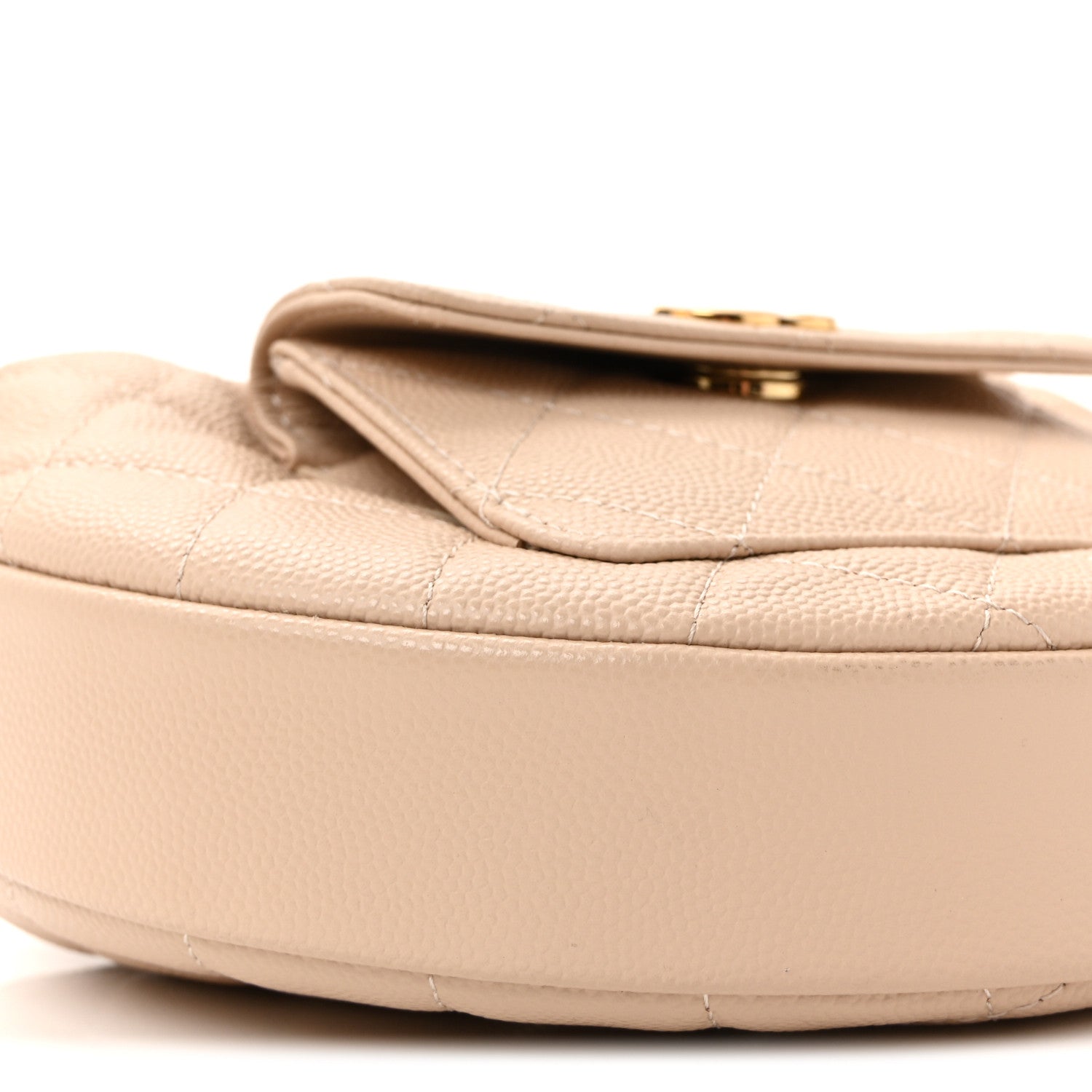 Caviar Quilted Polly Pocket Pouch Hobo Beige