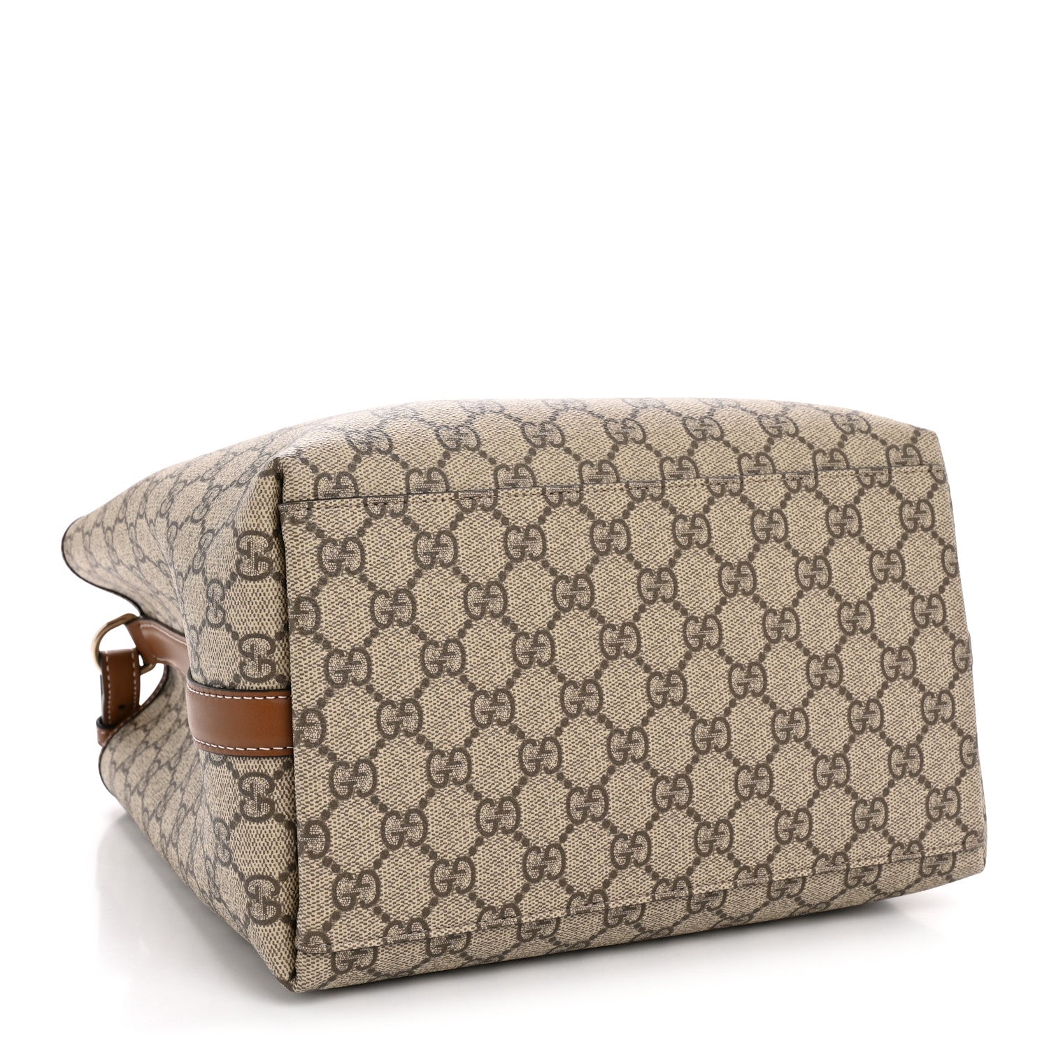GG Supreme Monogram Medium Emblem Bucket Bag Beige Brown