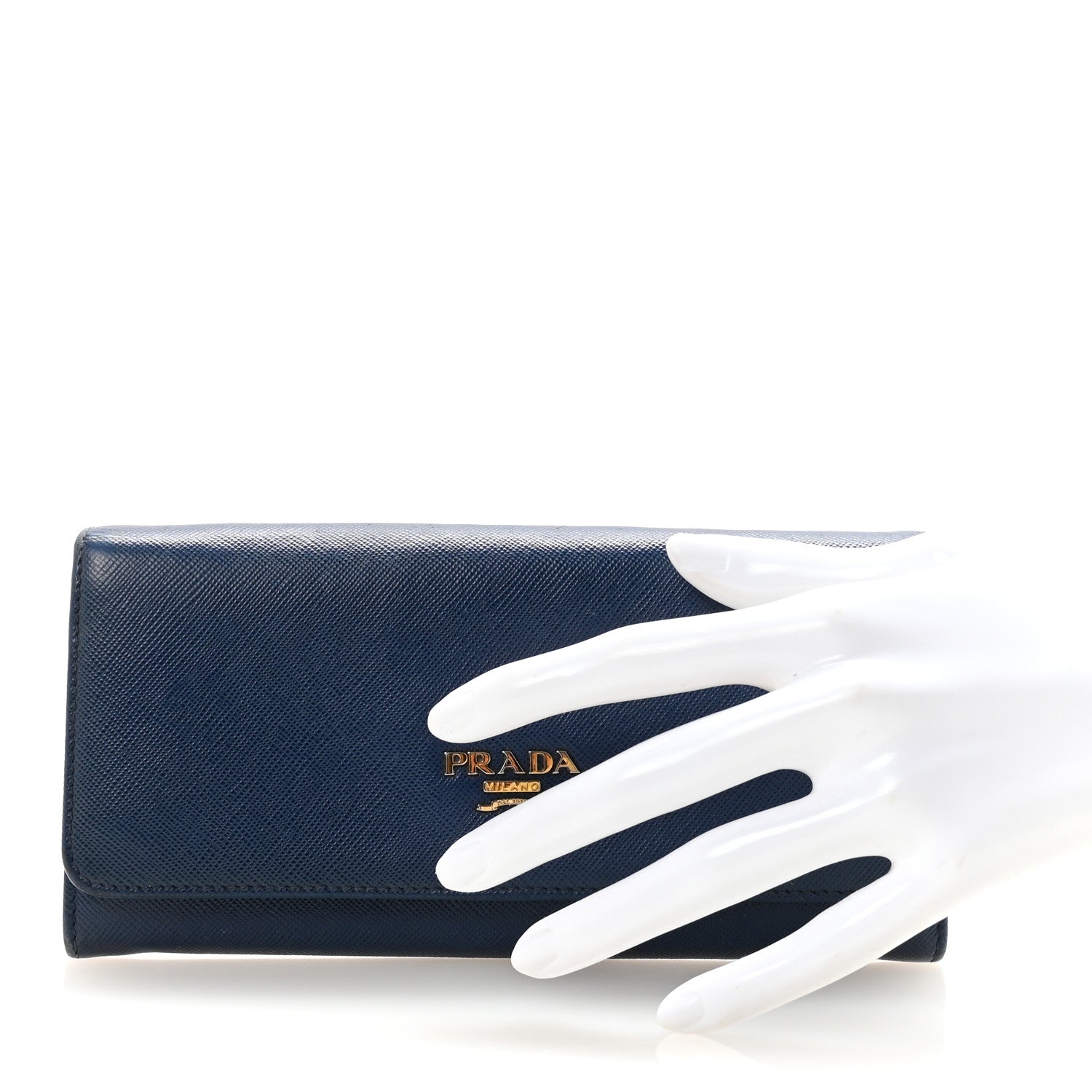 Saffiano Metal Continental Flap Travel Wallet Bluette