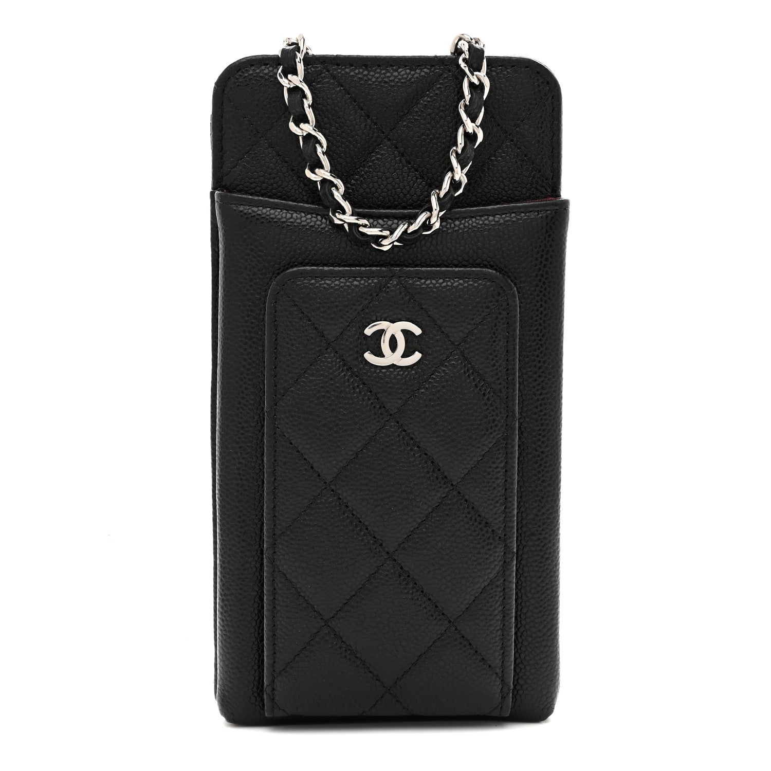 Caviar Quilted Zip Phone Case Black