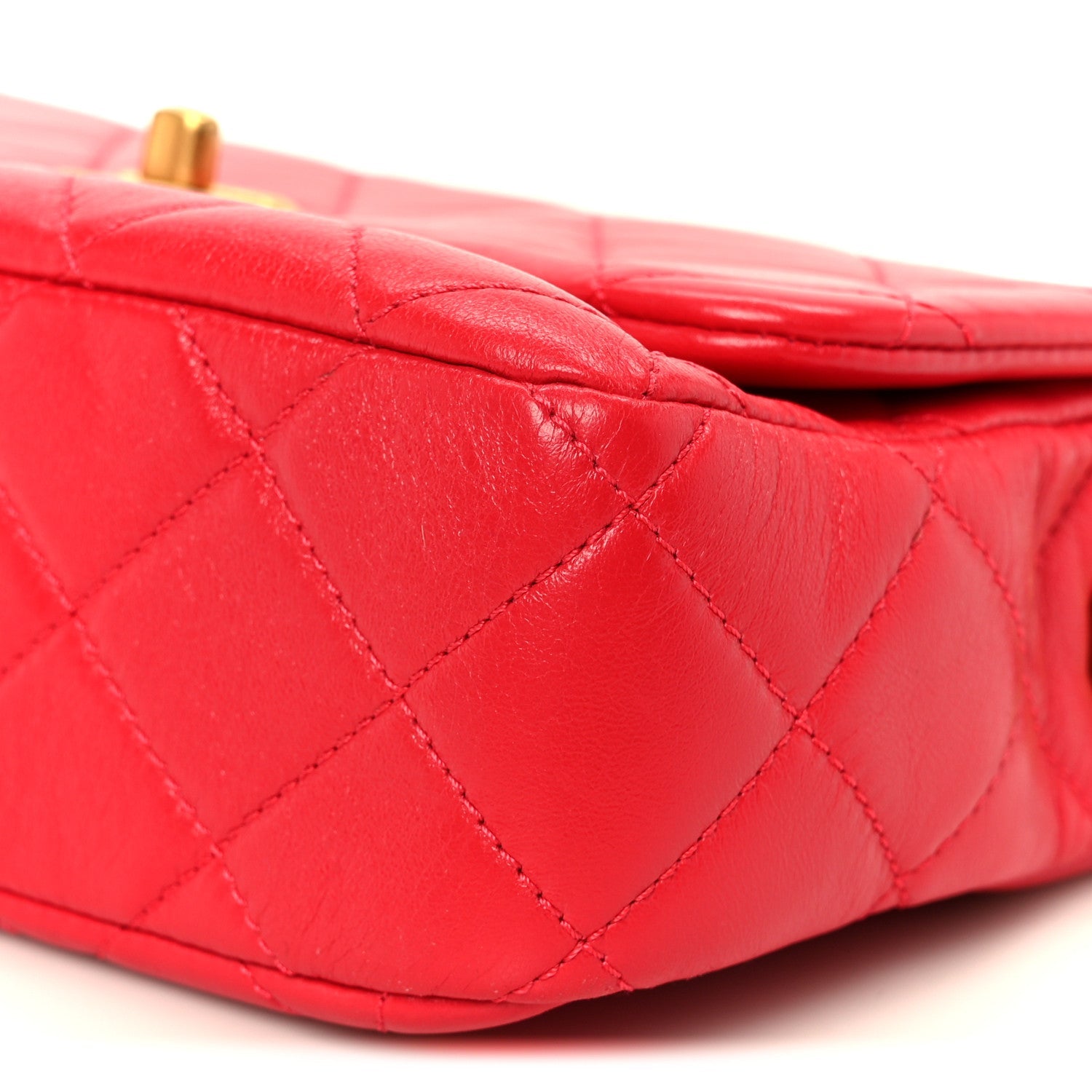 Lambskin Quilted Small Flap Red