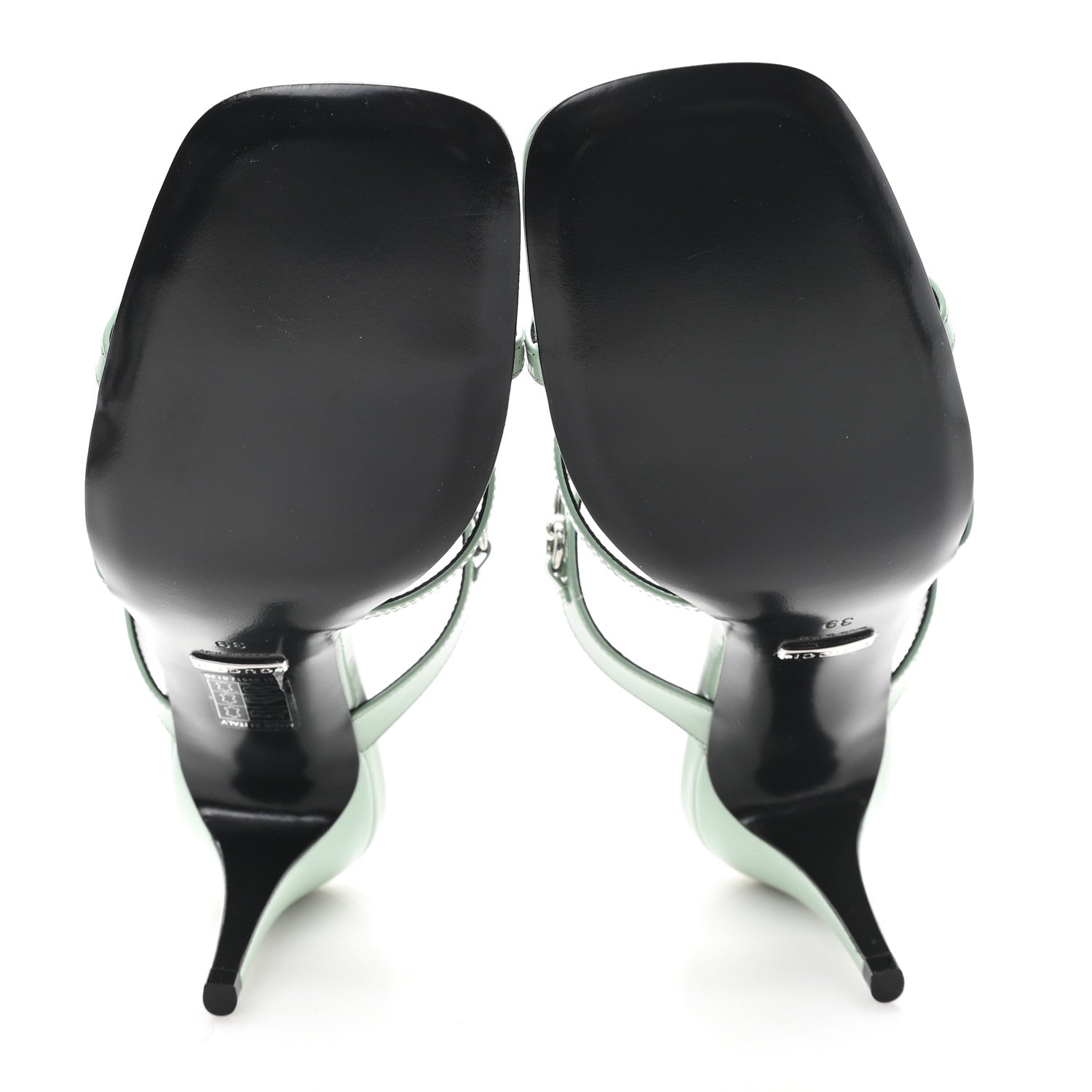 Regent Calfskin Horsebit Mid Heel Sandals 39 Pacific Green
