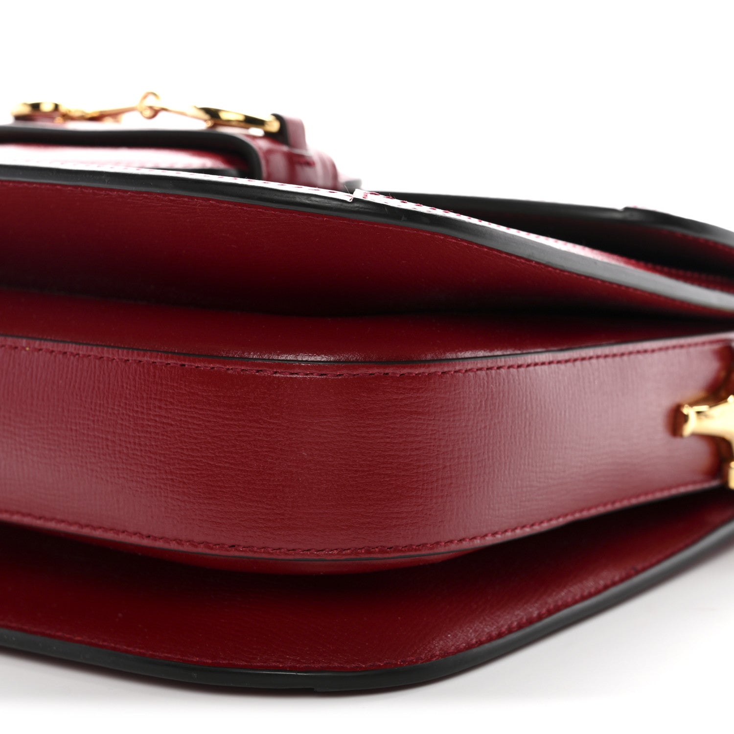 GG Supreme Monogram Azalea Calfskin Horsebit 1955 Shoulder Bag Beige Ebony New Cherry Red