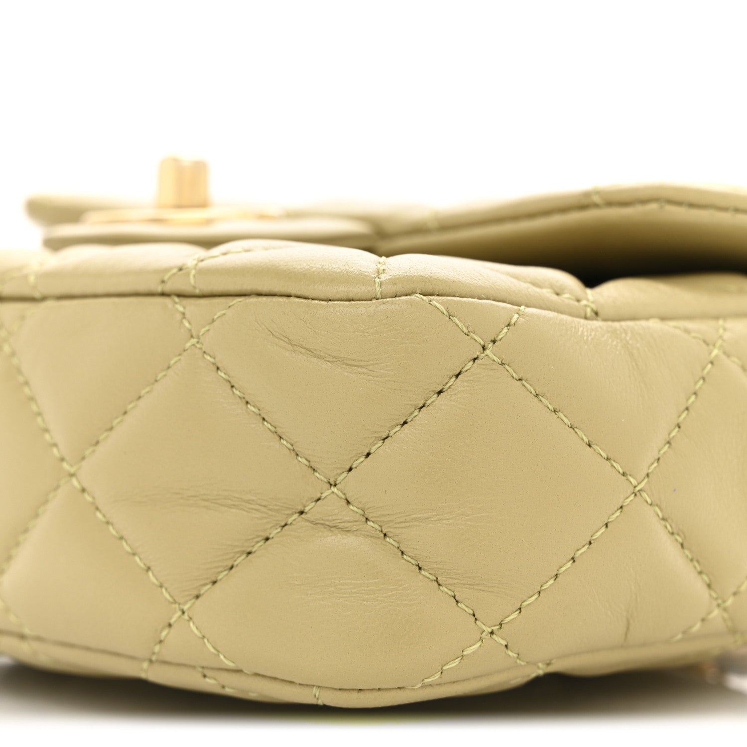 Lambskin Enamel Quilted Mini Coco Hearts Square Flap Light Green